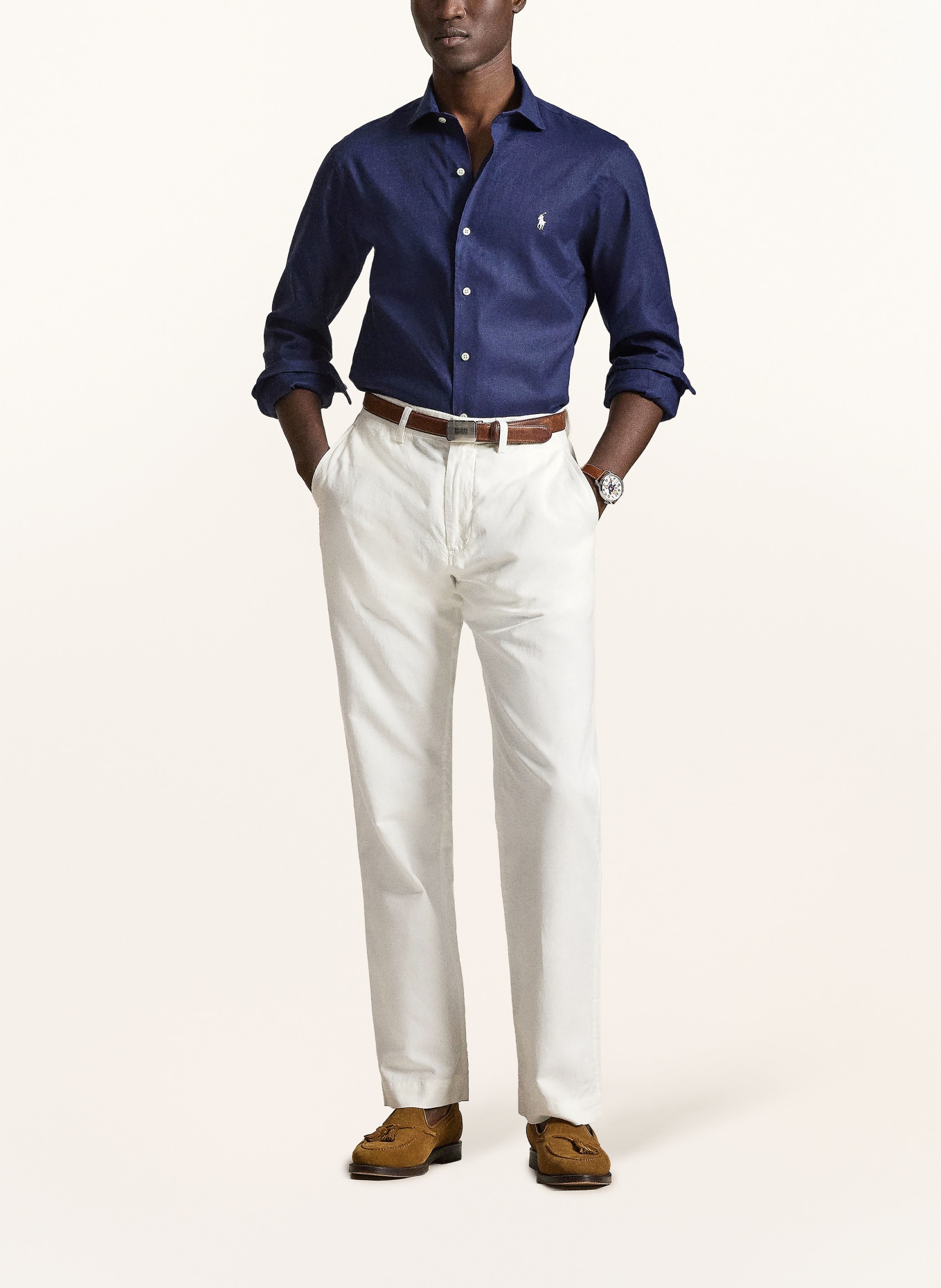 POLO RALPH LAUREN Lněná košile Custom Fit: TMAVĚ MODRÁ