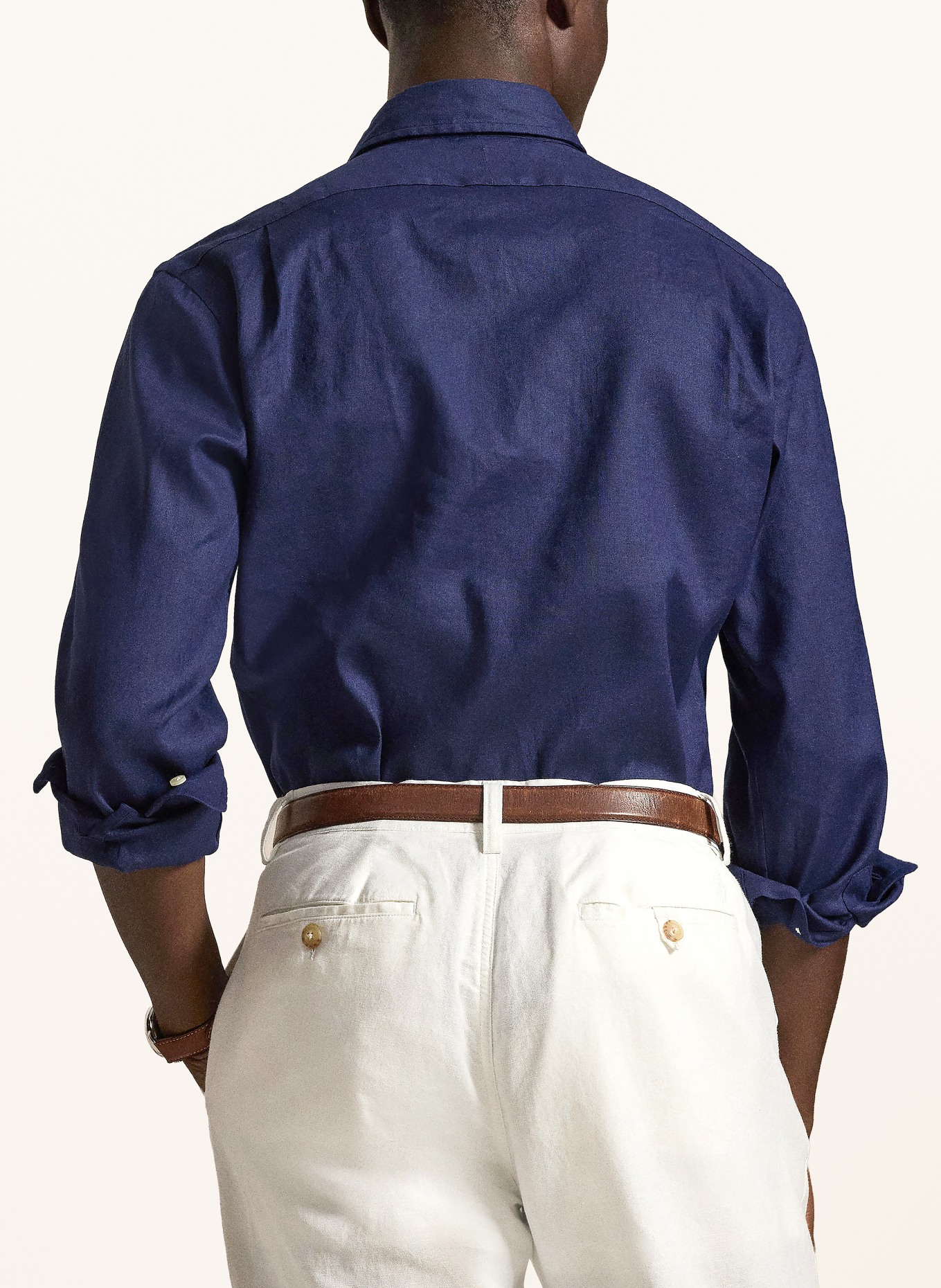 POLO RALPH LAUREN Lněná košile Custom Fit: TMAVĚ MODRÁ