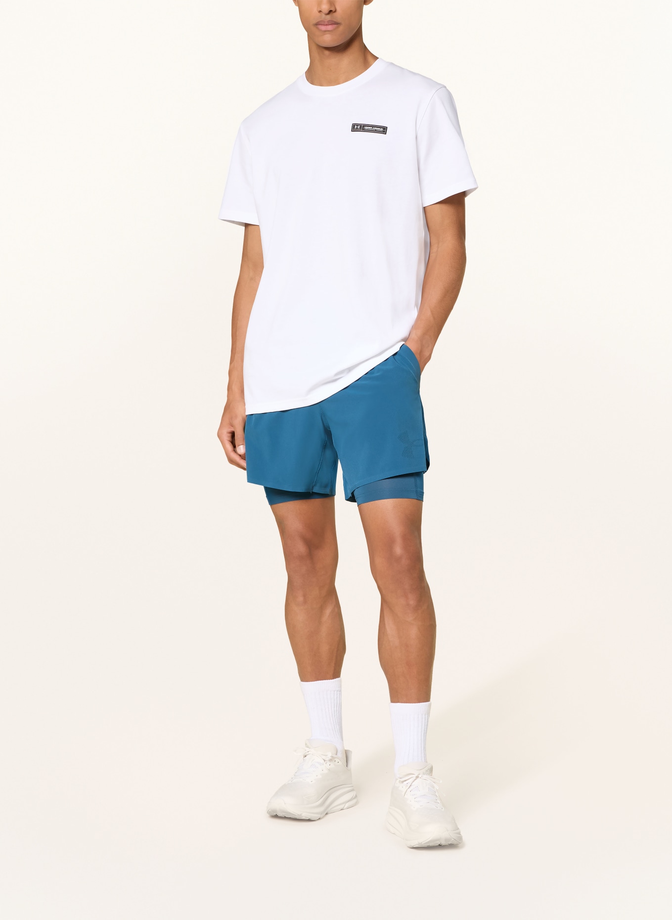 UNDER ARMOUR T-shirt UA HW ARMOUR LABEL: WHITE