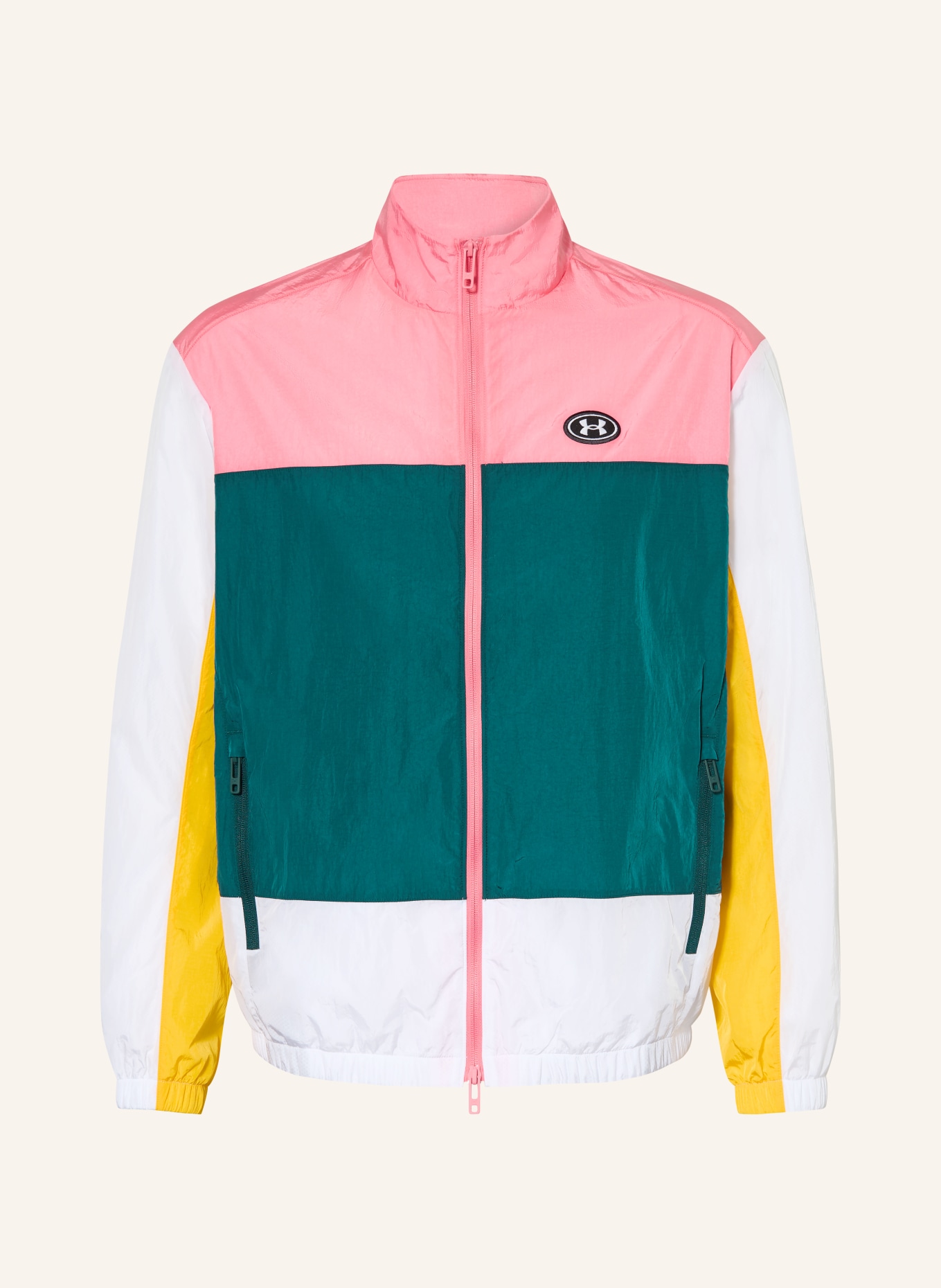 UNDER ARMOUR UA ICON Training Jacket: PINK / YELLOW / DARK GREEN