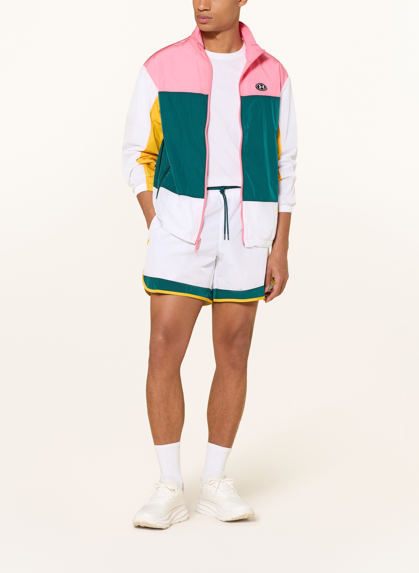 UNDER ARMOUR UA ICON Shorts: WHITE / YELLOW / DARK GREEN