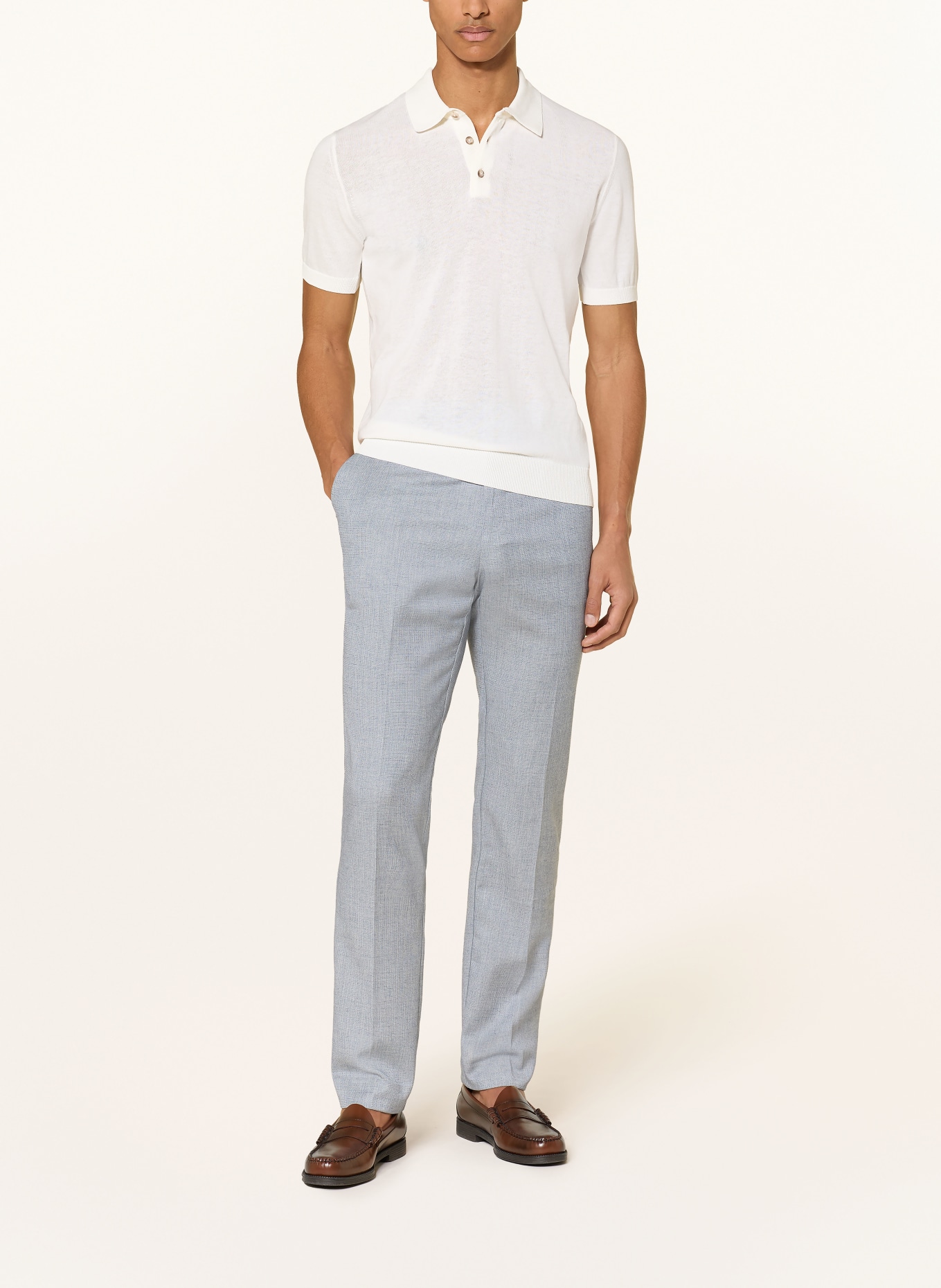 DISTRETTO 12 Pletené polo tričko CARRARA: KRÉMOVÁ