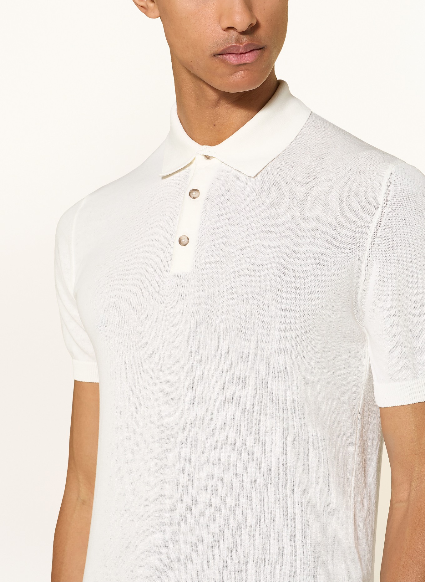 DISTRETTO 12 Pletené polo tričko CARRARA: KRÉMOVÁ