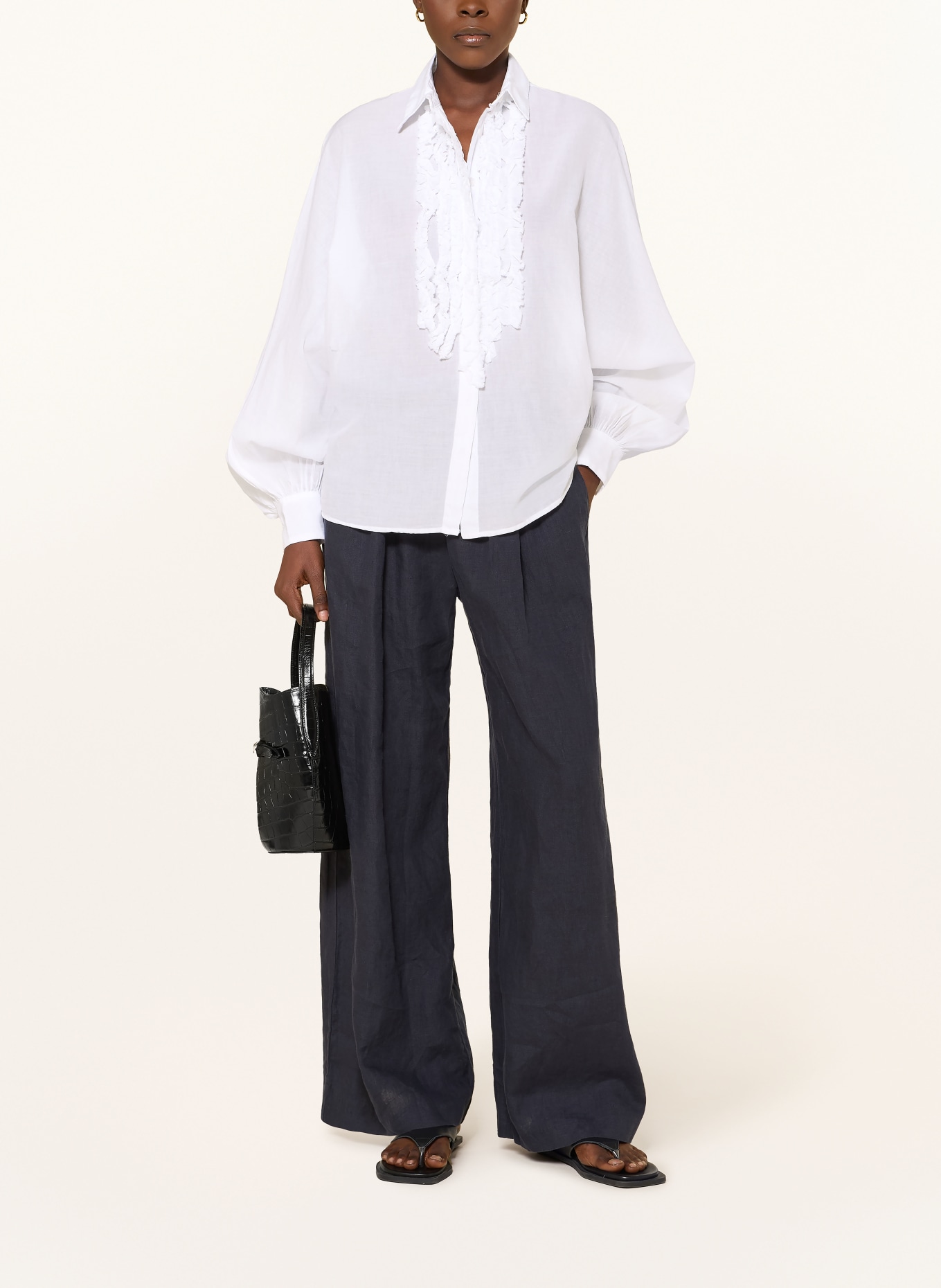 SoSUE Hemdbluse ANTONIA mit Rüschen: WEISS