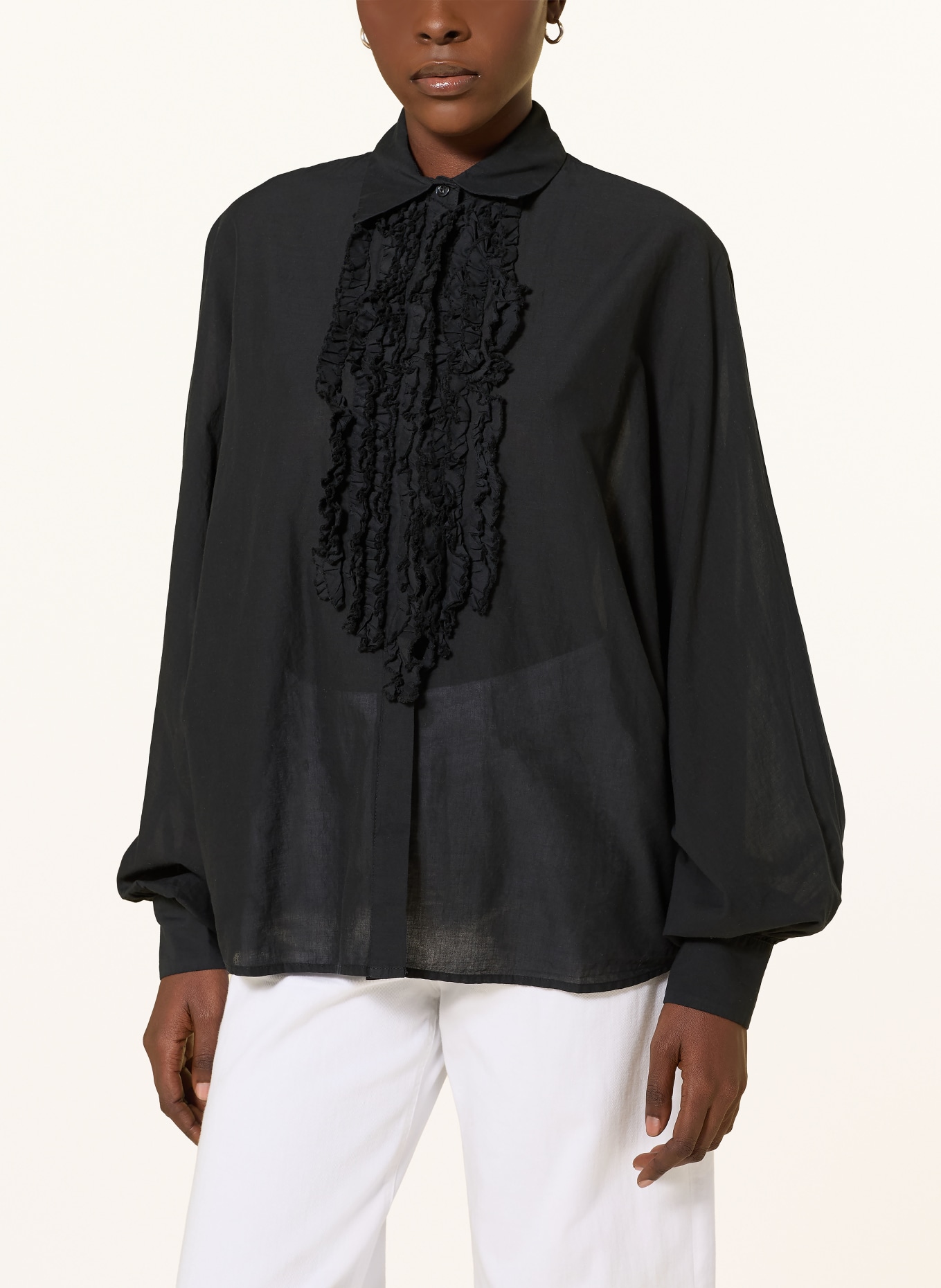 SoSUE Hemdbluse ANTONIA mit Rüschen: SCHWARZ