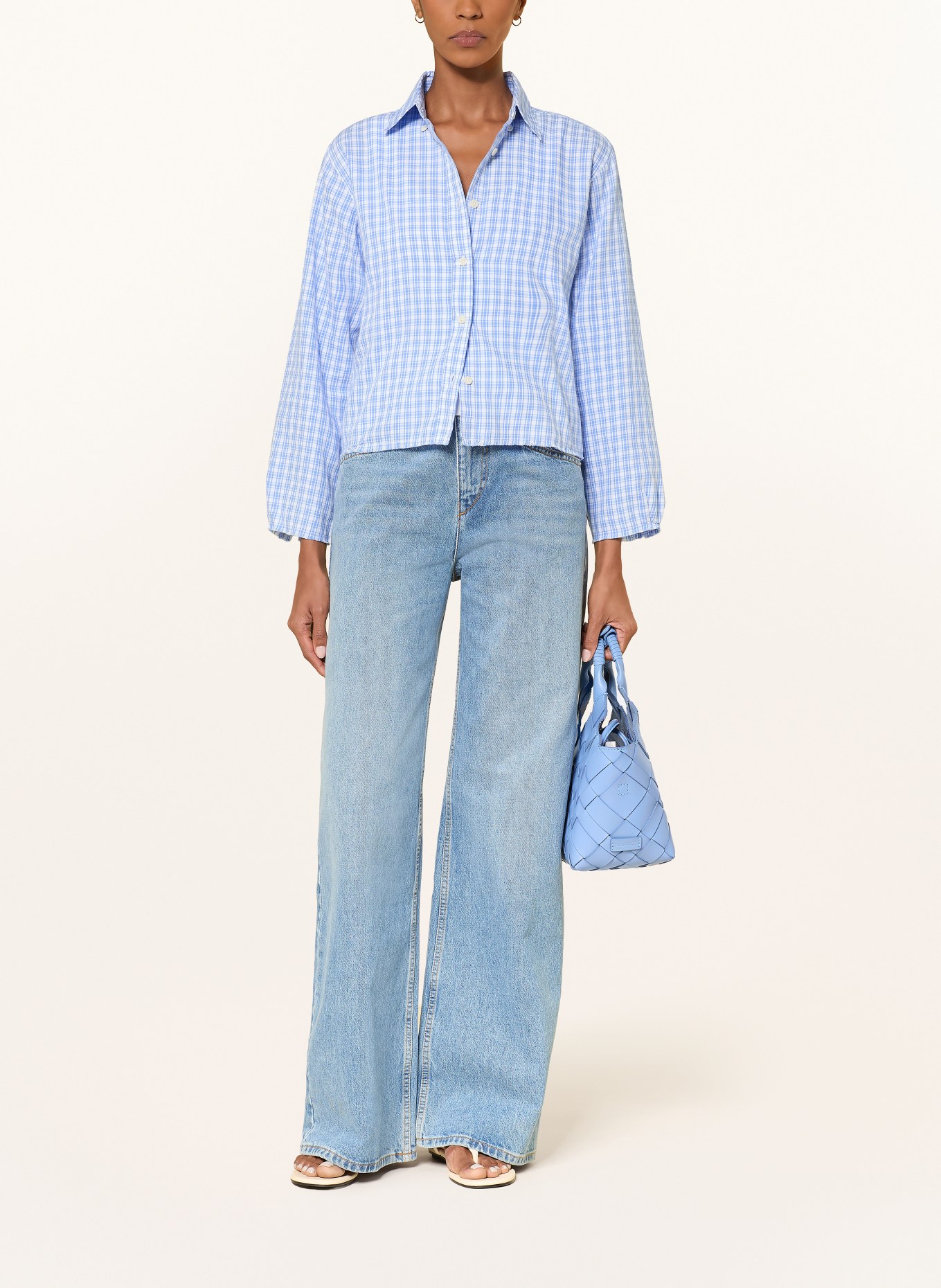 SoSUE overhemdblouse: LICHTBLAUW / WIT