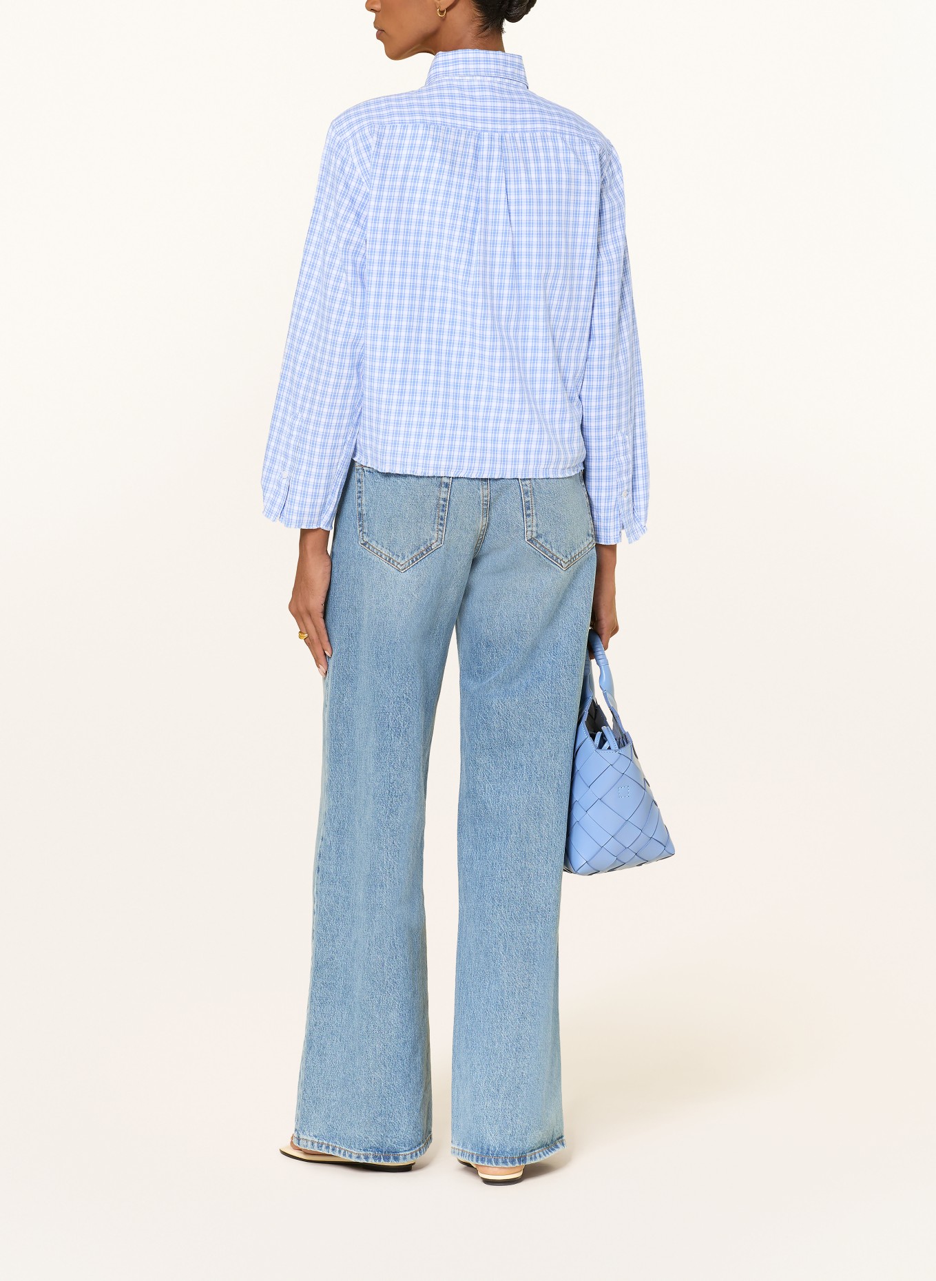 SoSUE overhemdblouse: LICHTBLAUW / WIT