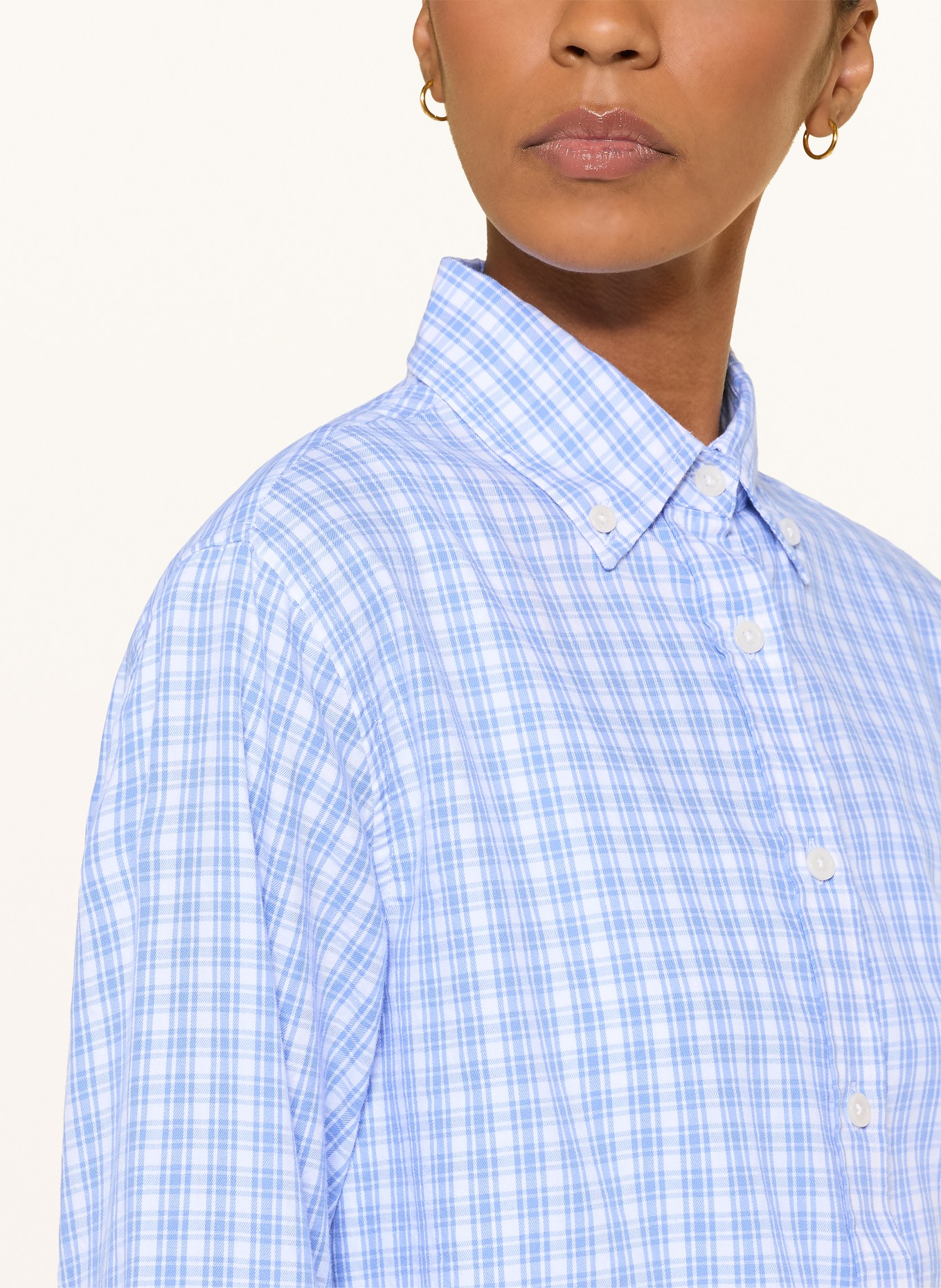 SoSUE overhemdblouse: LICHTBLAUW / WIT