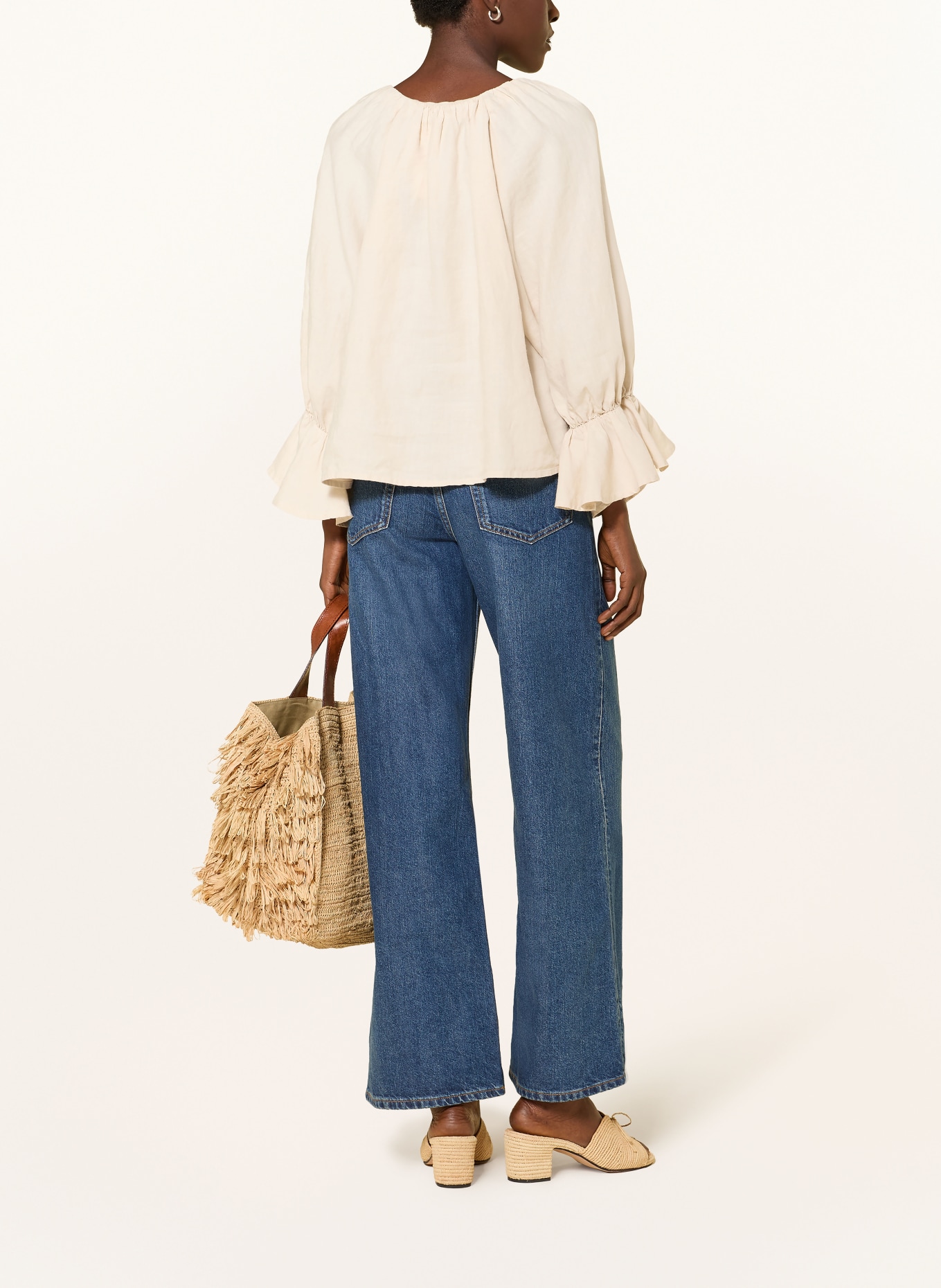 SoSUE Lněná blůza s volánky: BÉŽOVÁ