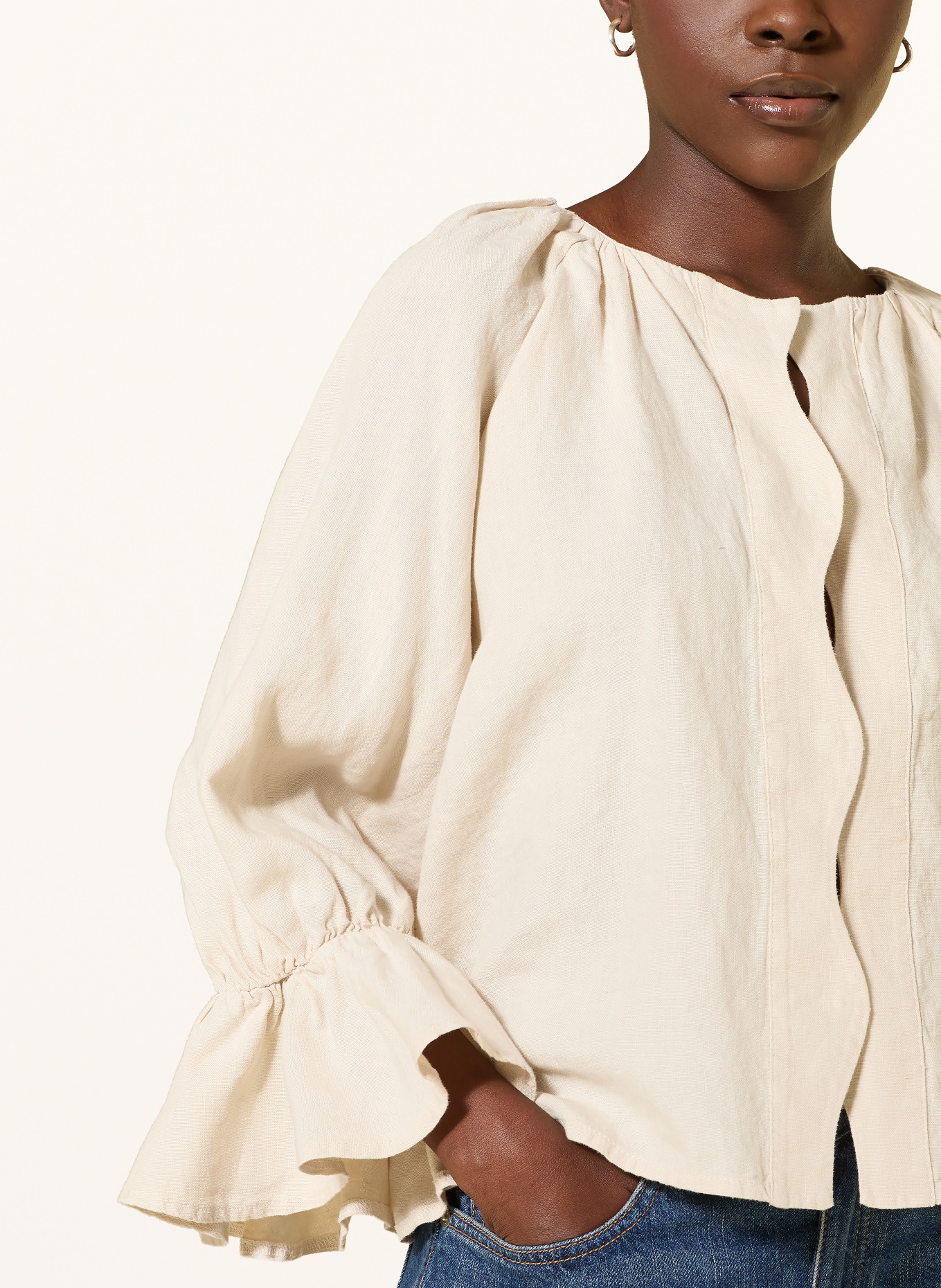 SoSUE Lněná blůza s volánky: BÉŽOVÁ