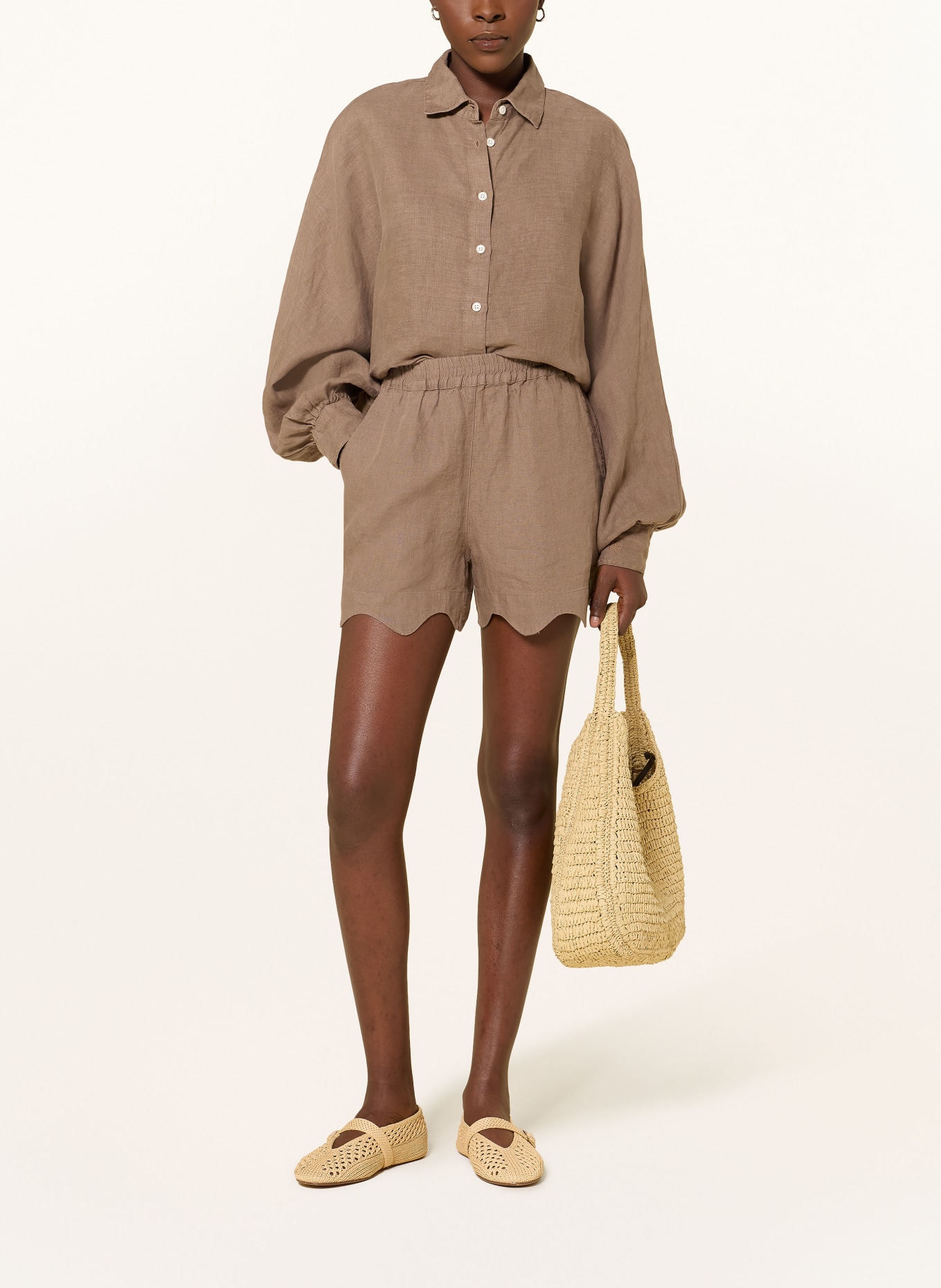 SoSUE lněné šortky: HNĚDÁ