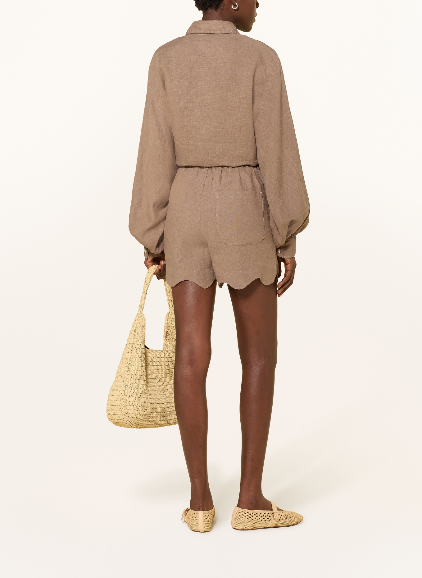 SoSUE lněné šortky: HNĚDÁ