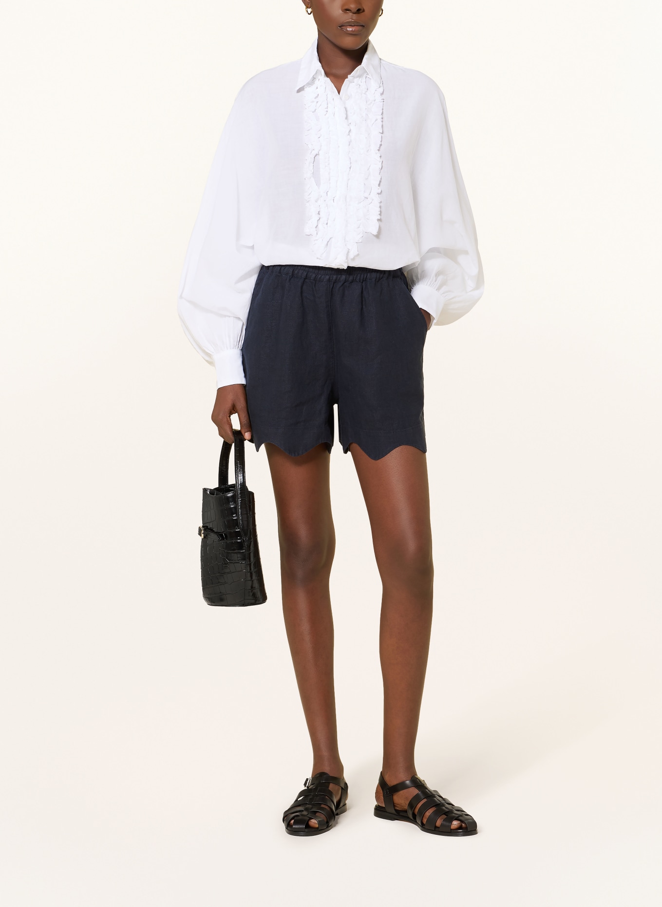 SoSUE lněné šortky: TMAVĚ MODRÁ