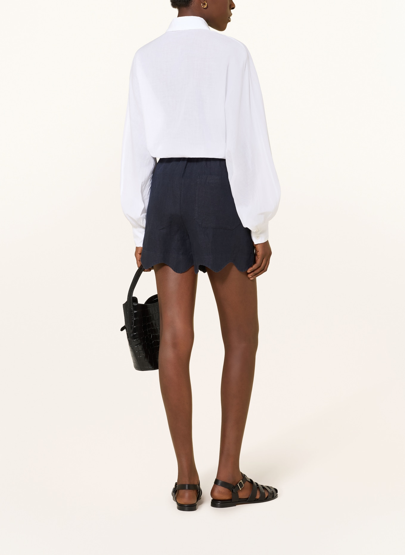 SoSUE lněné šortky: TMAVĚ MODRÁ