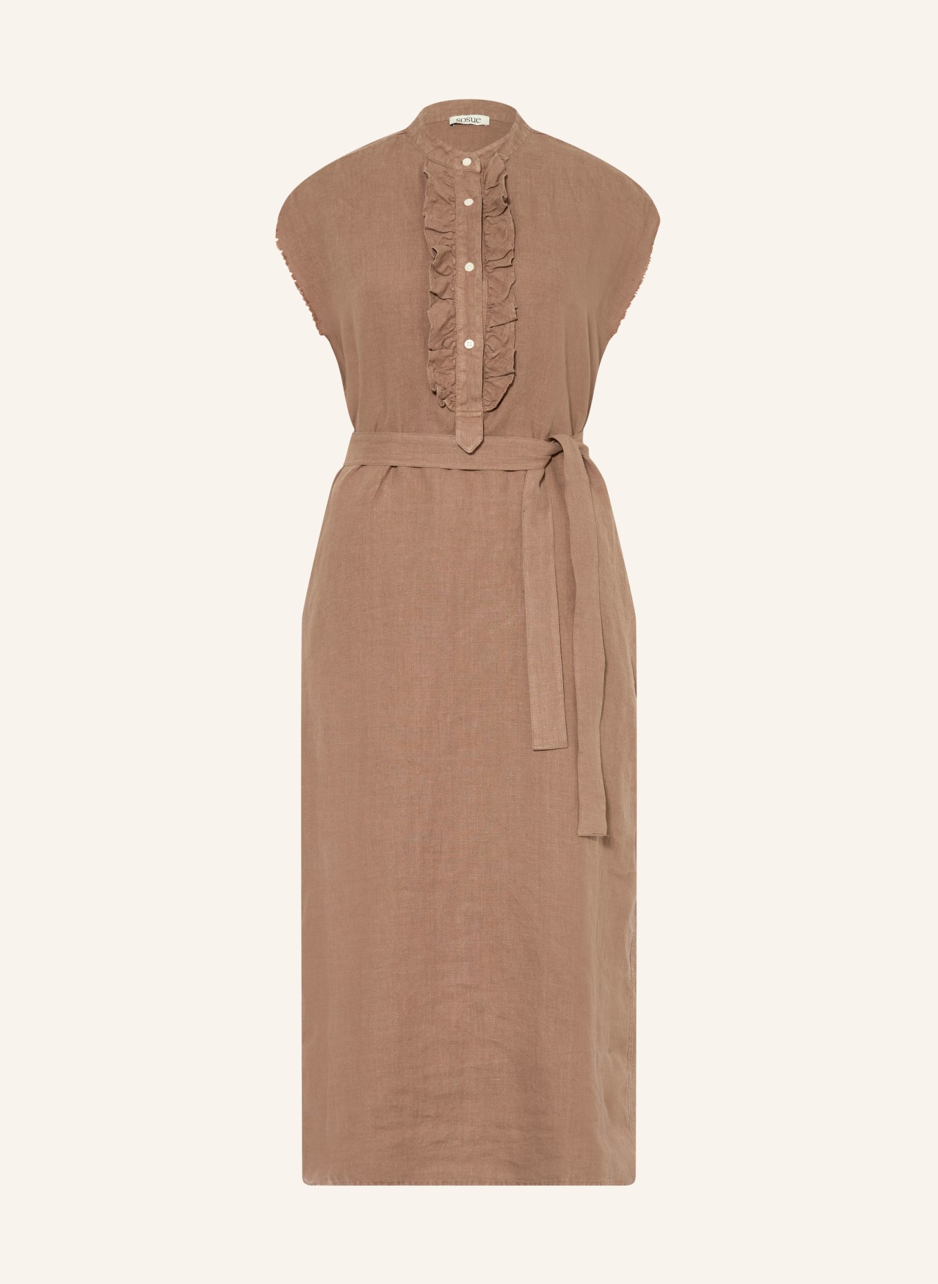 SoSUE Linen dress with ruffles: KHAKI