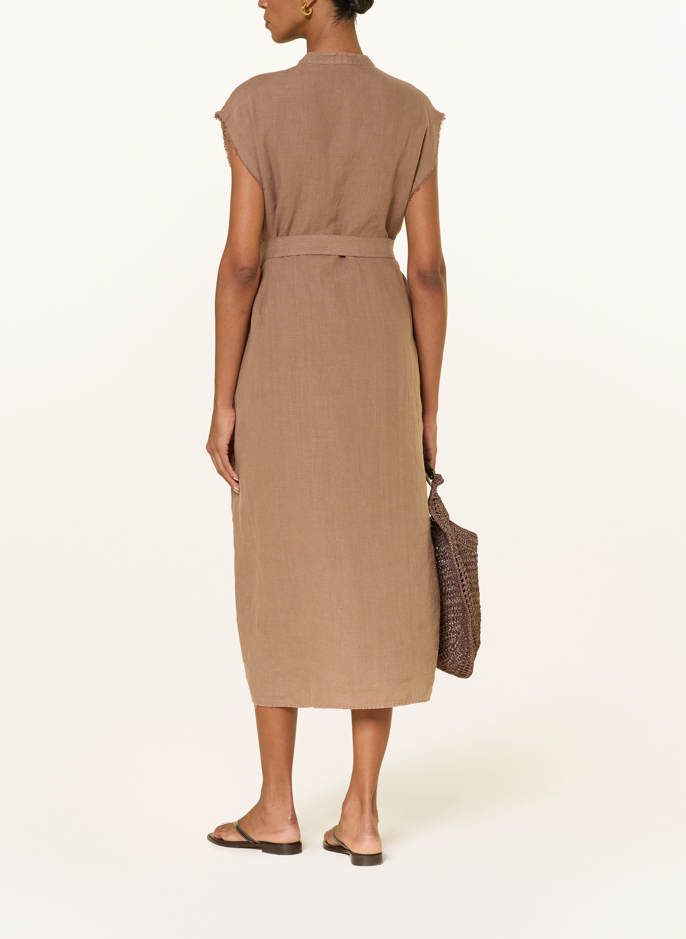 SoSUE Linen dress with ruffles: KHAKI