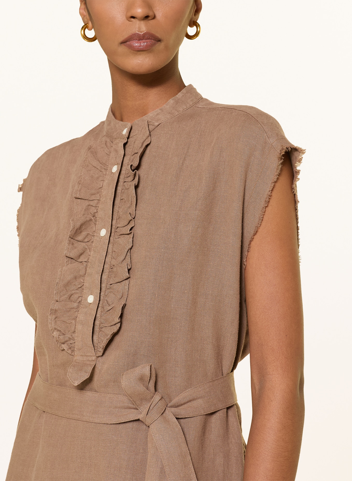 SoSUE Linen dress with ruffles: KHAKI