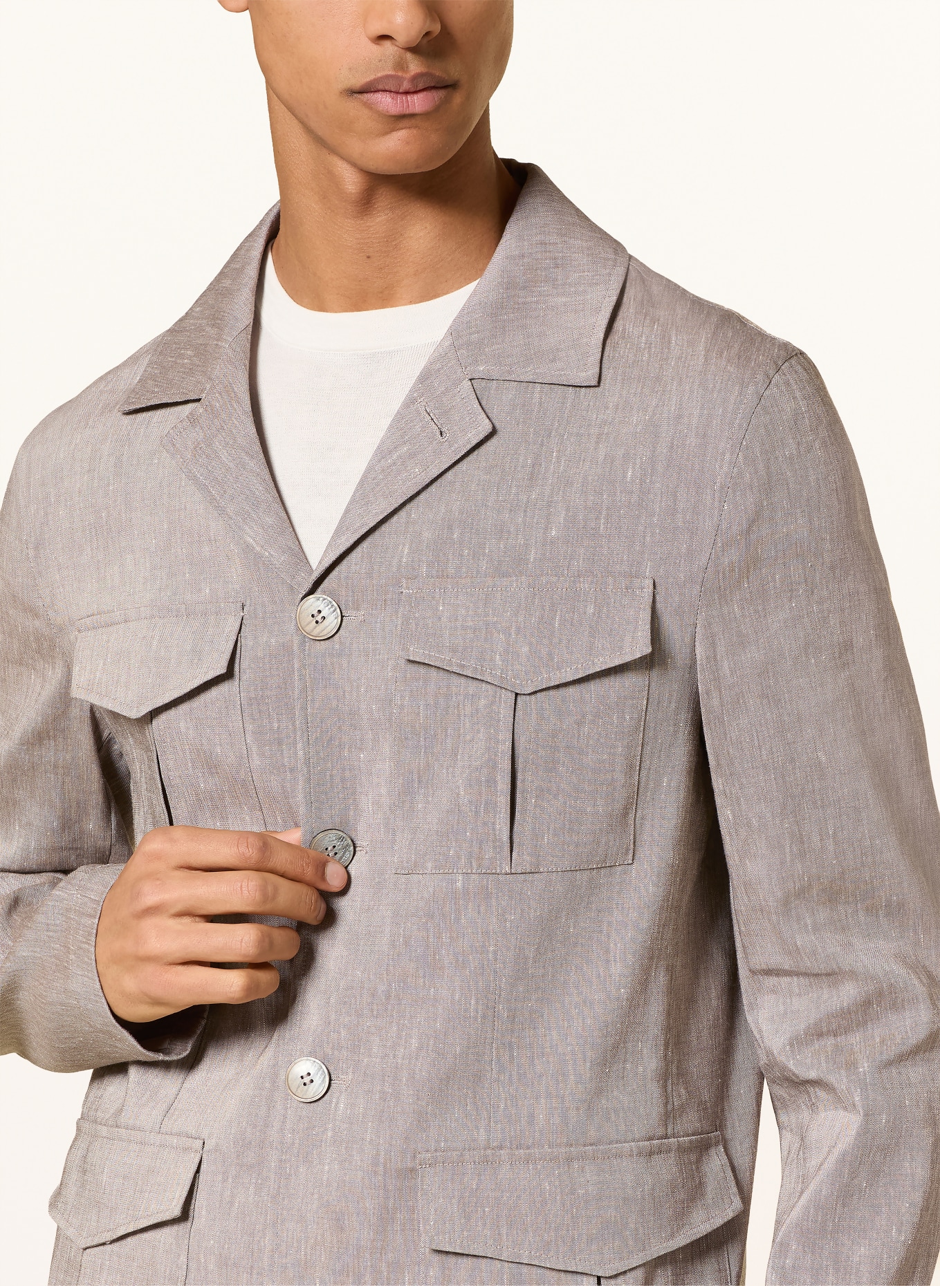 PAUL Overshirt mit Leinen: HELLBRAUN