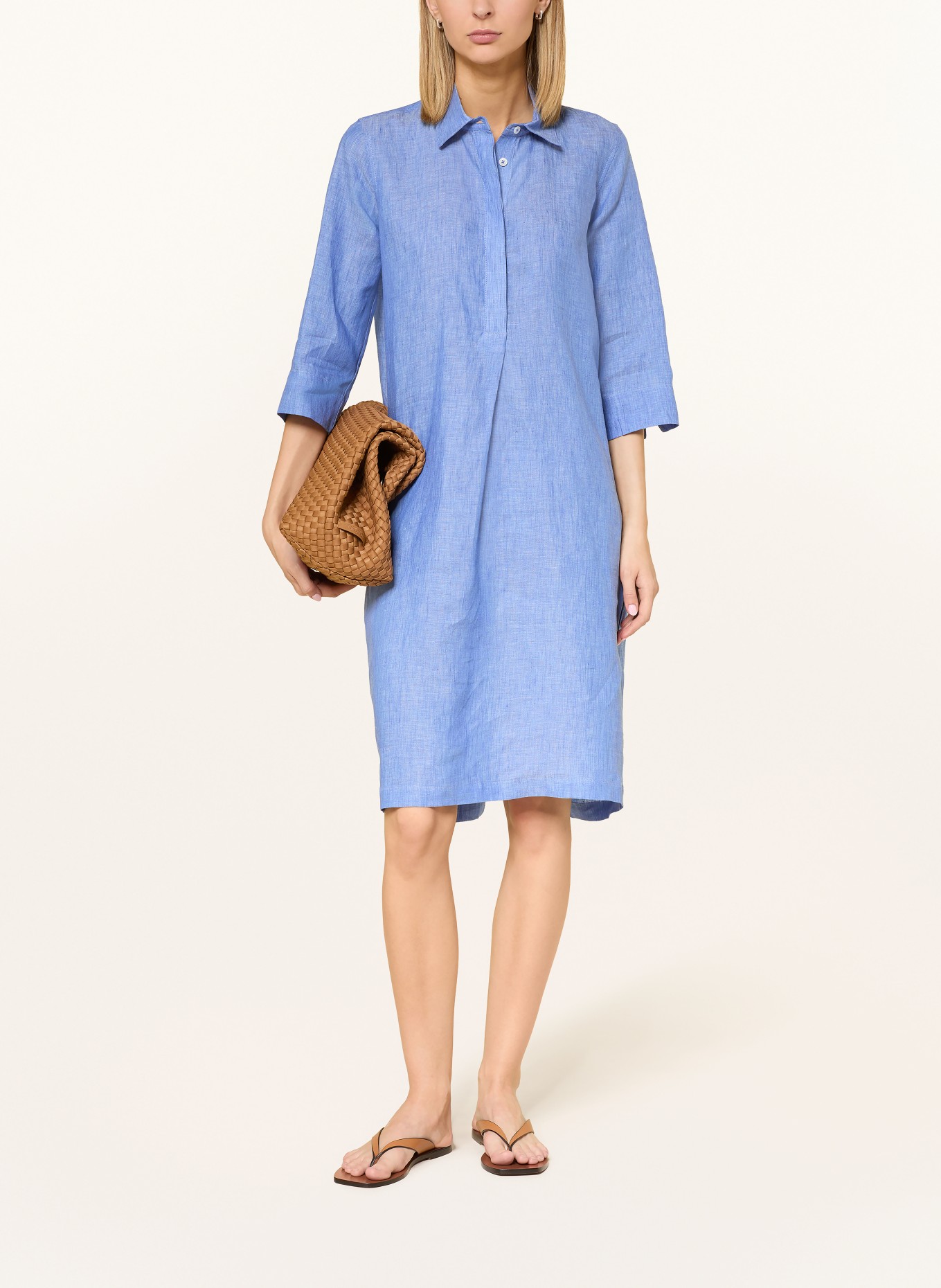 rossana diva Sukienka lniana z rękawami 3/4: JASNONIEBIESKI