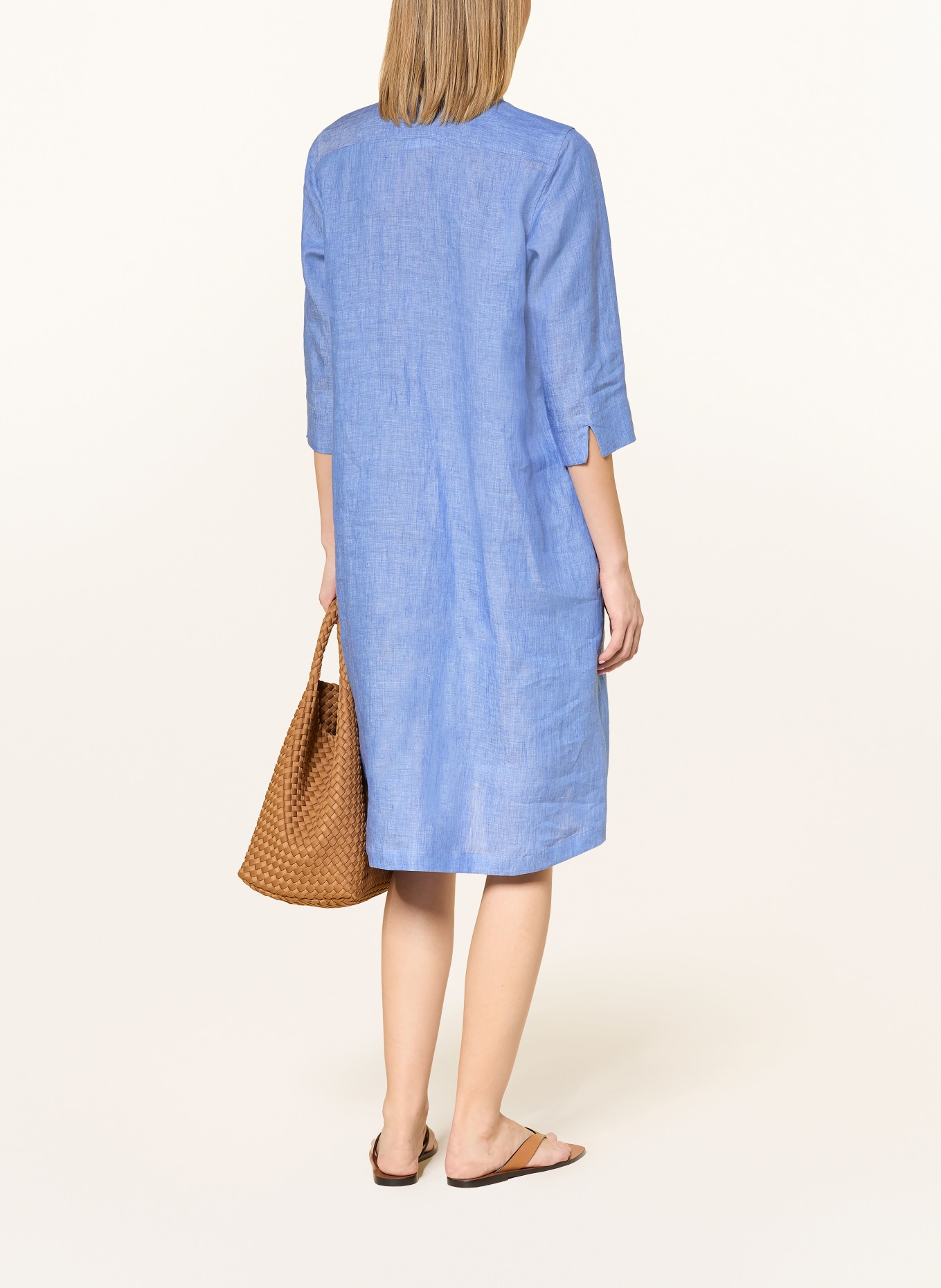 rossana diva Sukienka lniana z rękawami 3/4: JASNONIEBIESKI