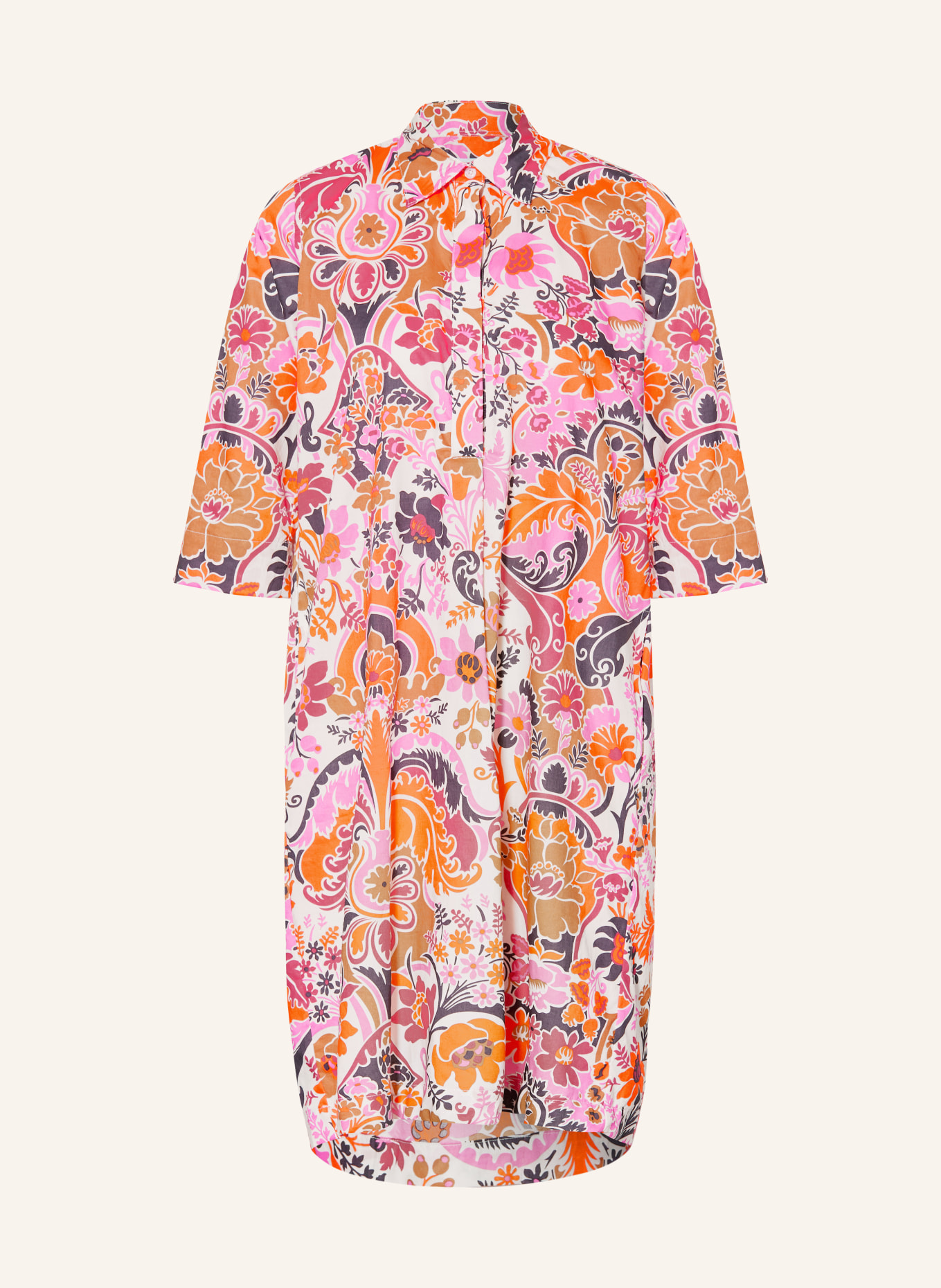 rossana diva Sukienka koszulowa z rękawami 3/4: RÓŻOWY / CIEMNOPOMARAŃCZOWY / CZARNY