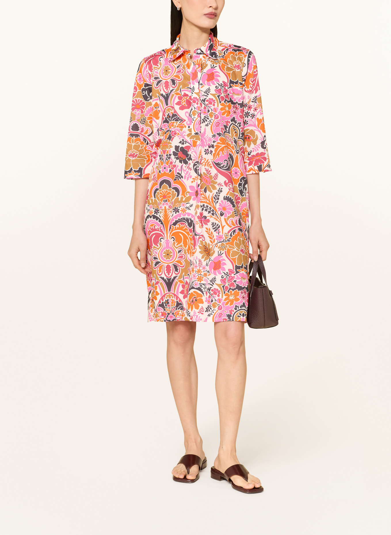 rossana diva Sukienka koszulowa z rękawami 3/4: RÓŻOWY / CIEMNOPOMARAŃCZOWY / CZARNY