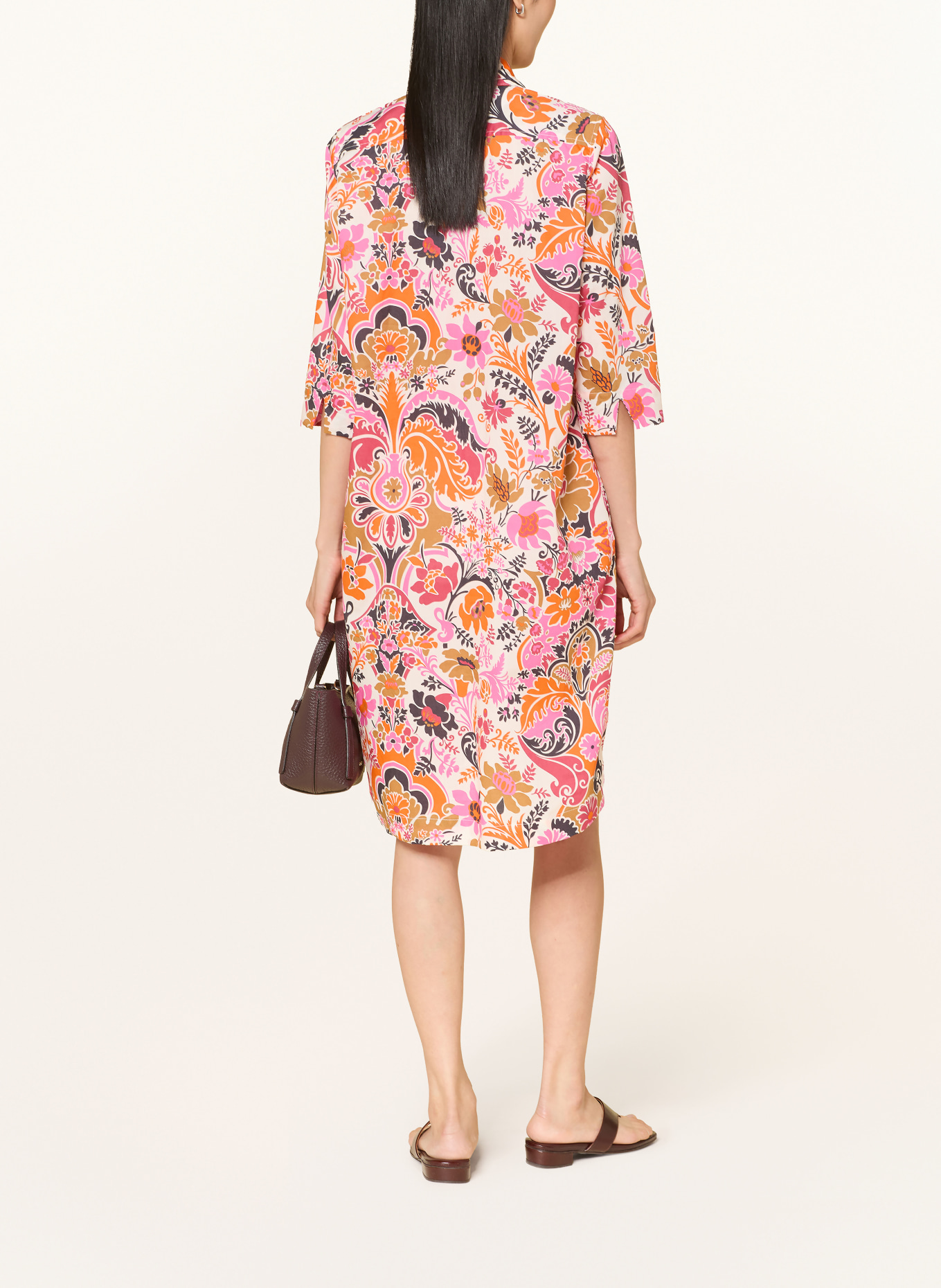 rossana diva Sukienka koszulowa z rękawami 3/4: RÓŻOWY / CIEMNOPOMARAŃCZOWY / CZARNY