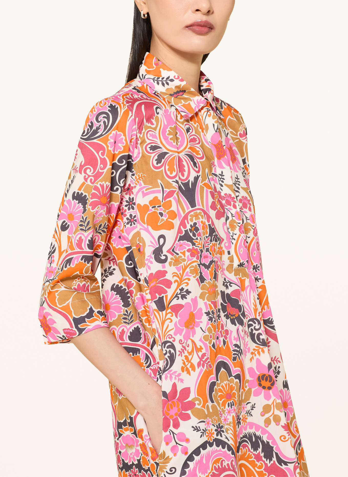 rossana diva Sukienka koszulowa z rękawami 3/4: RÓŻOWY / CIEMNOPOMARAŃCZOWY / CZARNY