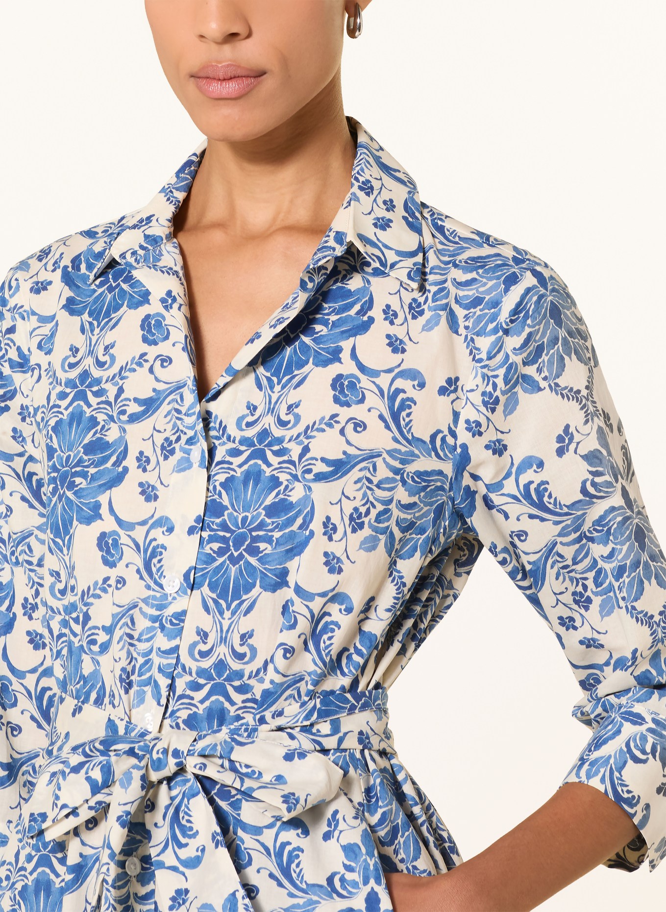 rossana diva Hemdblusenkleid mit 3/4-Arm: WEISS / BLAU