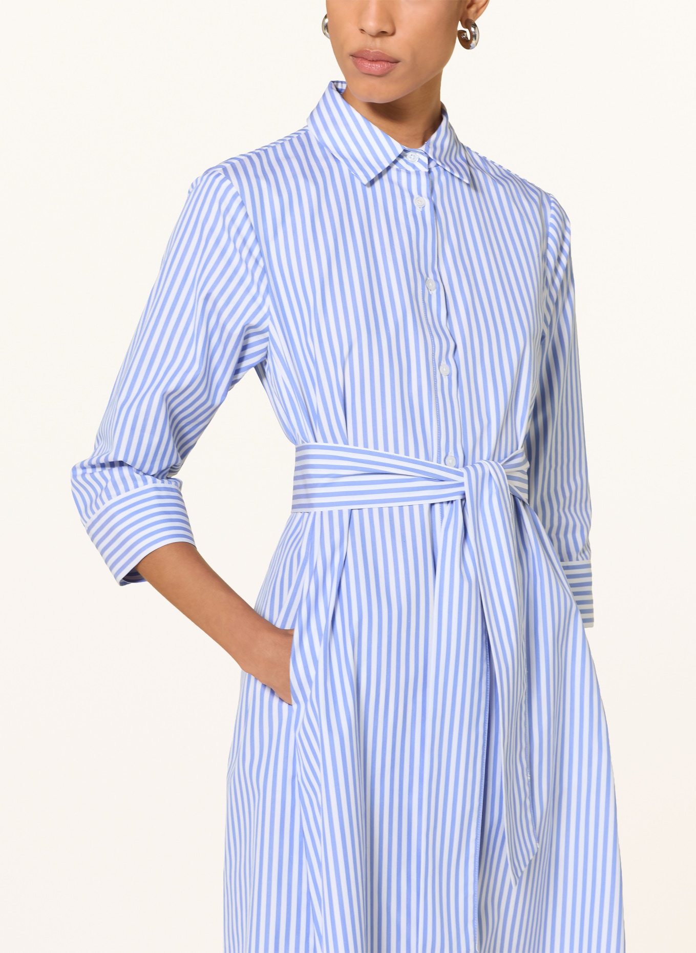 rossana diva Hemdblusenkleid mit 3/4-Arm: BLAU / WEISS