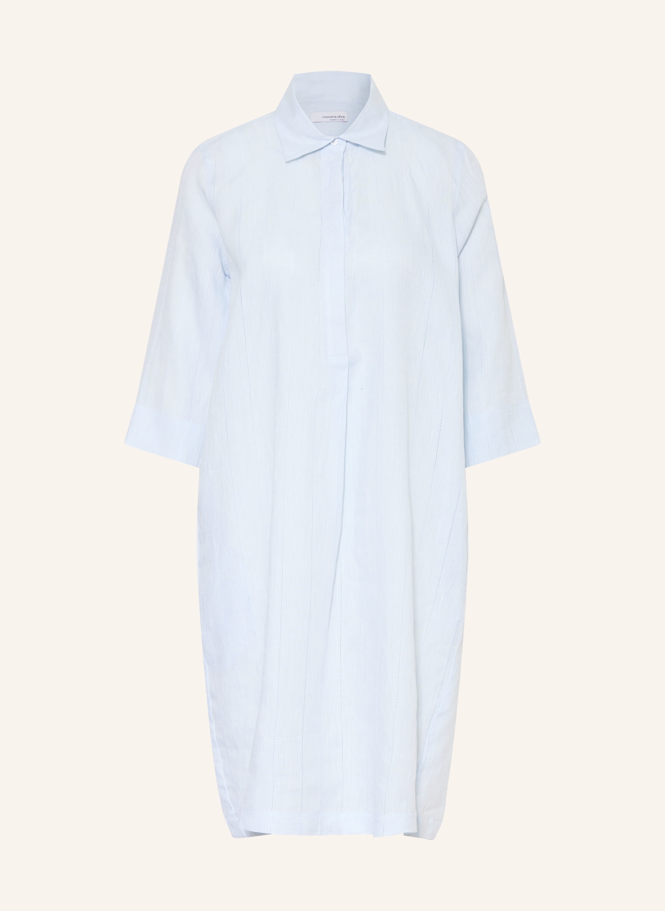 rossana diva Košilové šaty s lněným vzorem a 3/4 rukávy: TMAVĚ MODRÁ