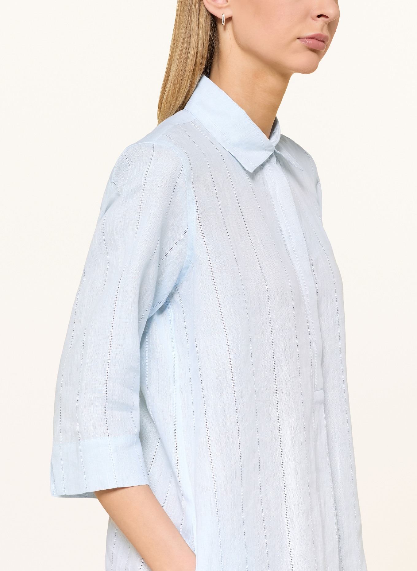 rossana diva Košilové šaty s lněným vzorem a 3/4 rukávy: TMAVĚ MODRÁ