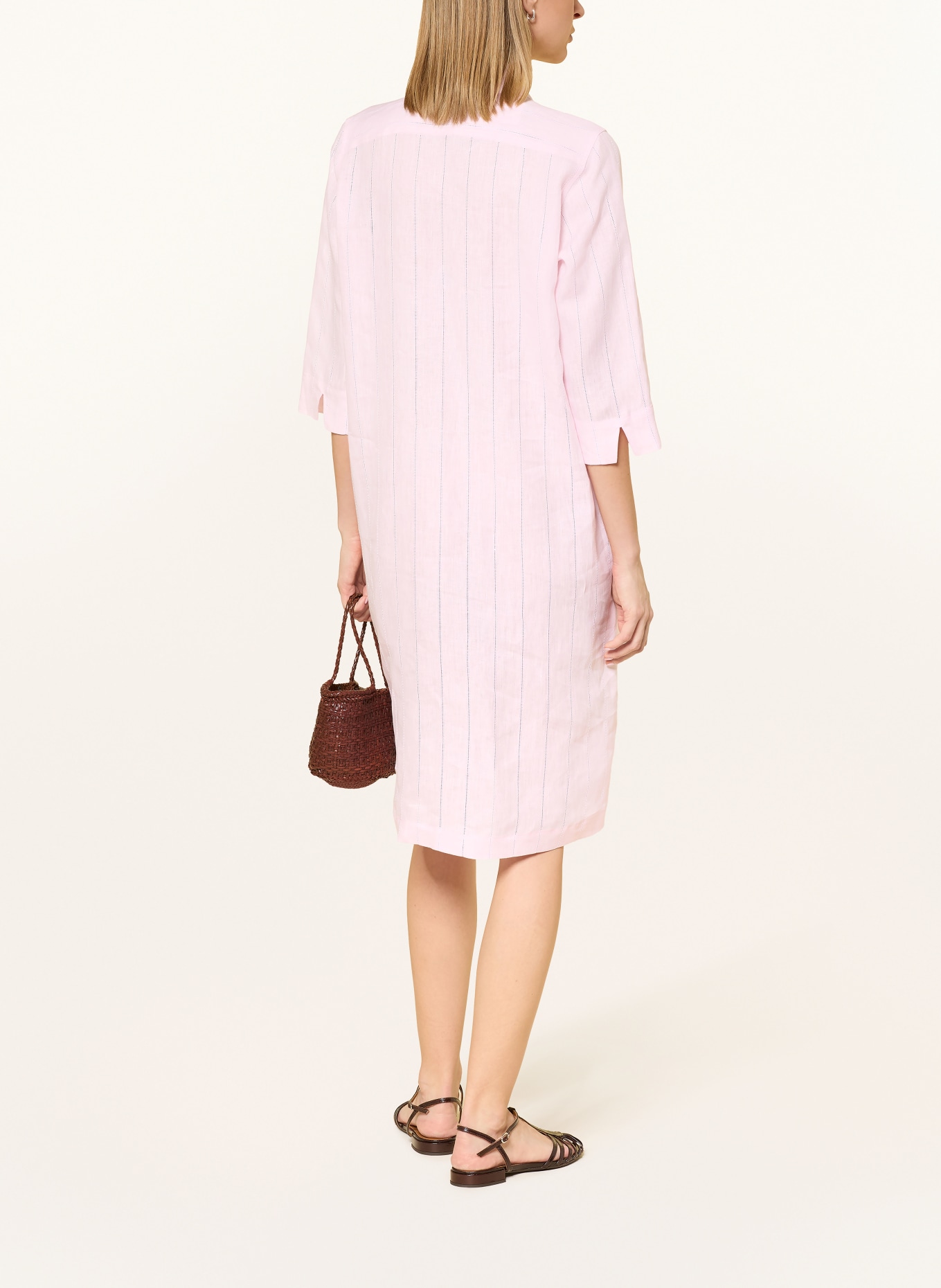 rossana diva Sukienka z lnu z rękawami 3/4: JASNORÓŻOWY