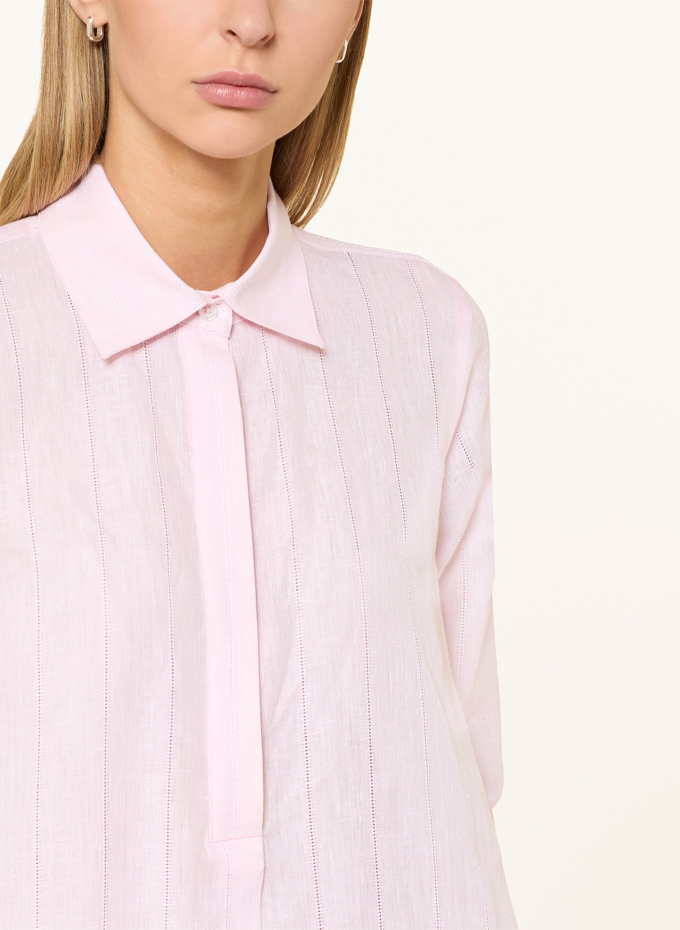 rossana diva Sukienka z lnu z rękawami 3/4: JASNORÓŻOWY