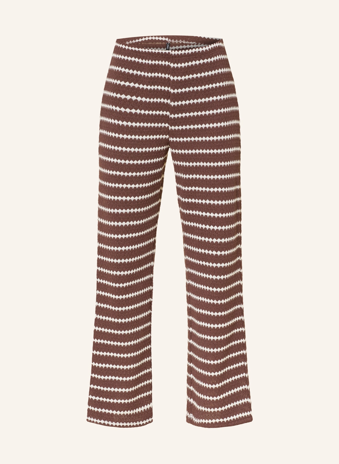 ONLY Pletené kalhoty: TMAVĚ HNĚDÁ / BÍLÁ