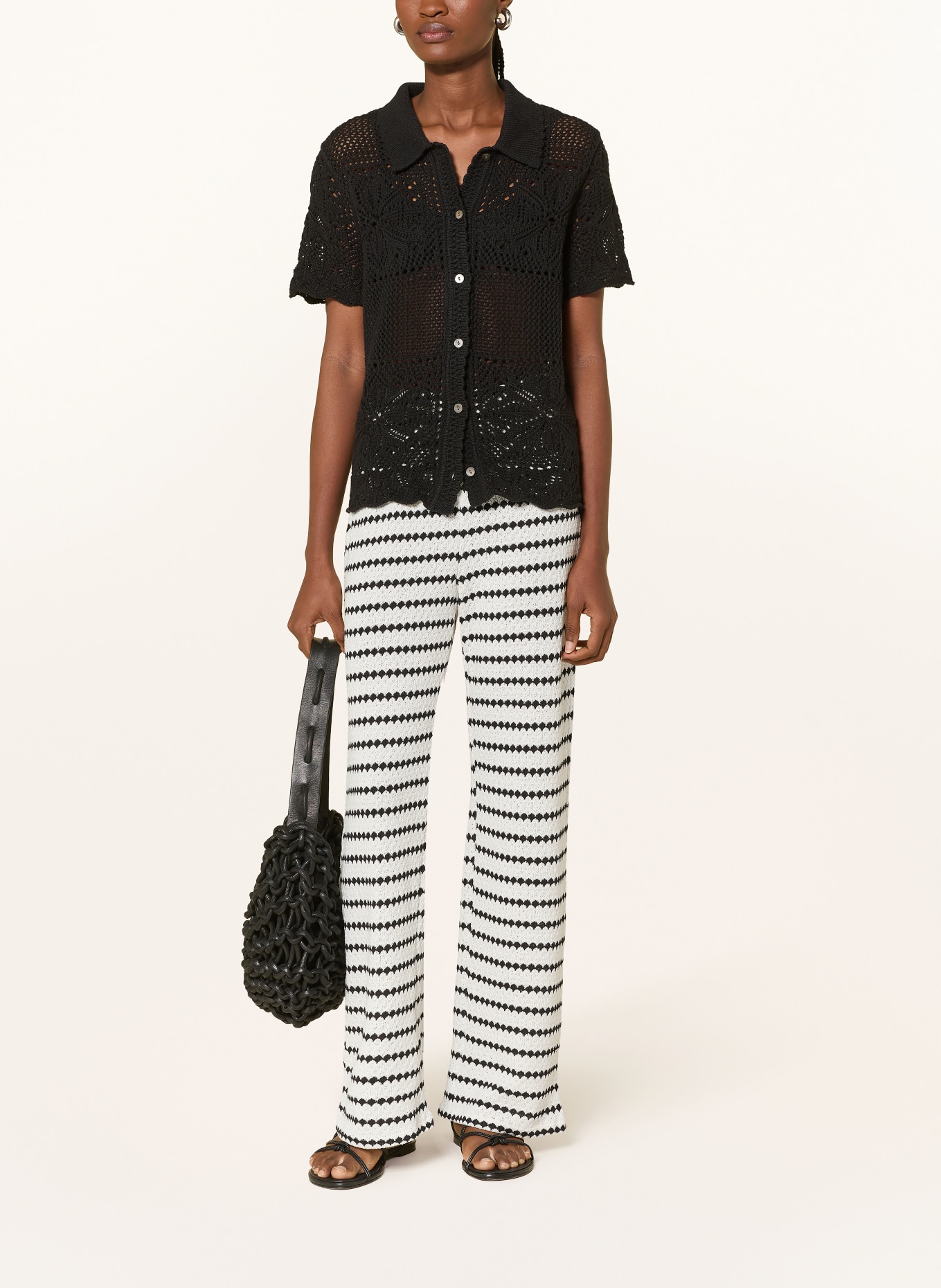 ONLY Knit pants: WHITE / BLACK