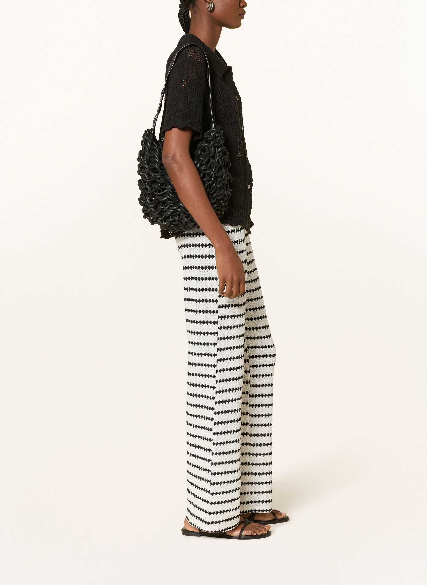 ONLY Knit pants: WHITE / BLACK