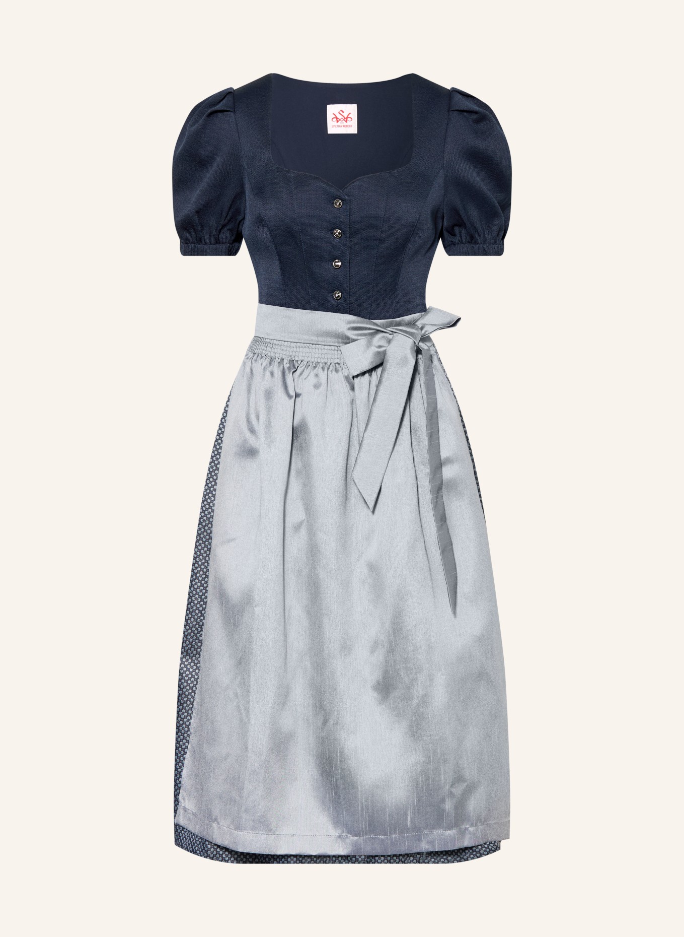 Spieth & Wensky Dirndl HALLEIN: TMAVĚ MODRÁ / SVĚTLE ŠEDÁ