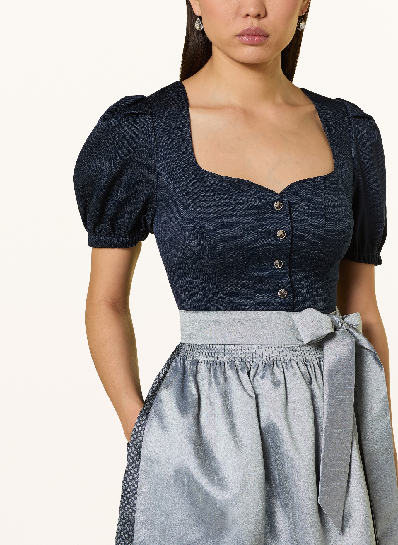 Spieth & Wensky Dirndl HALLEIN: TMAVĚ MODRÁ / SVĚTLE ŠEDÁ