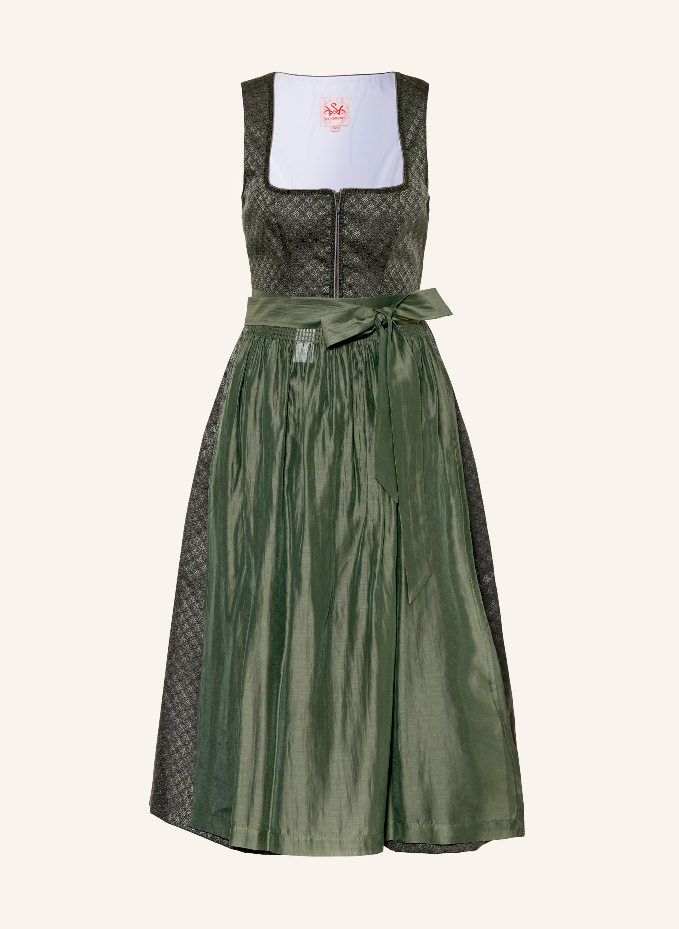 Spieth & Wensky Dirndl HEILBACH: CIEMNOZIELONY / SZARY / ZIELONY