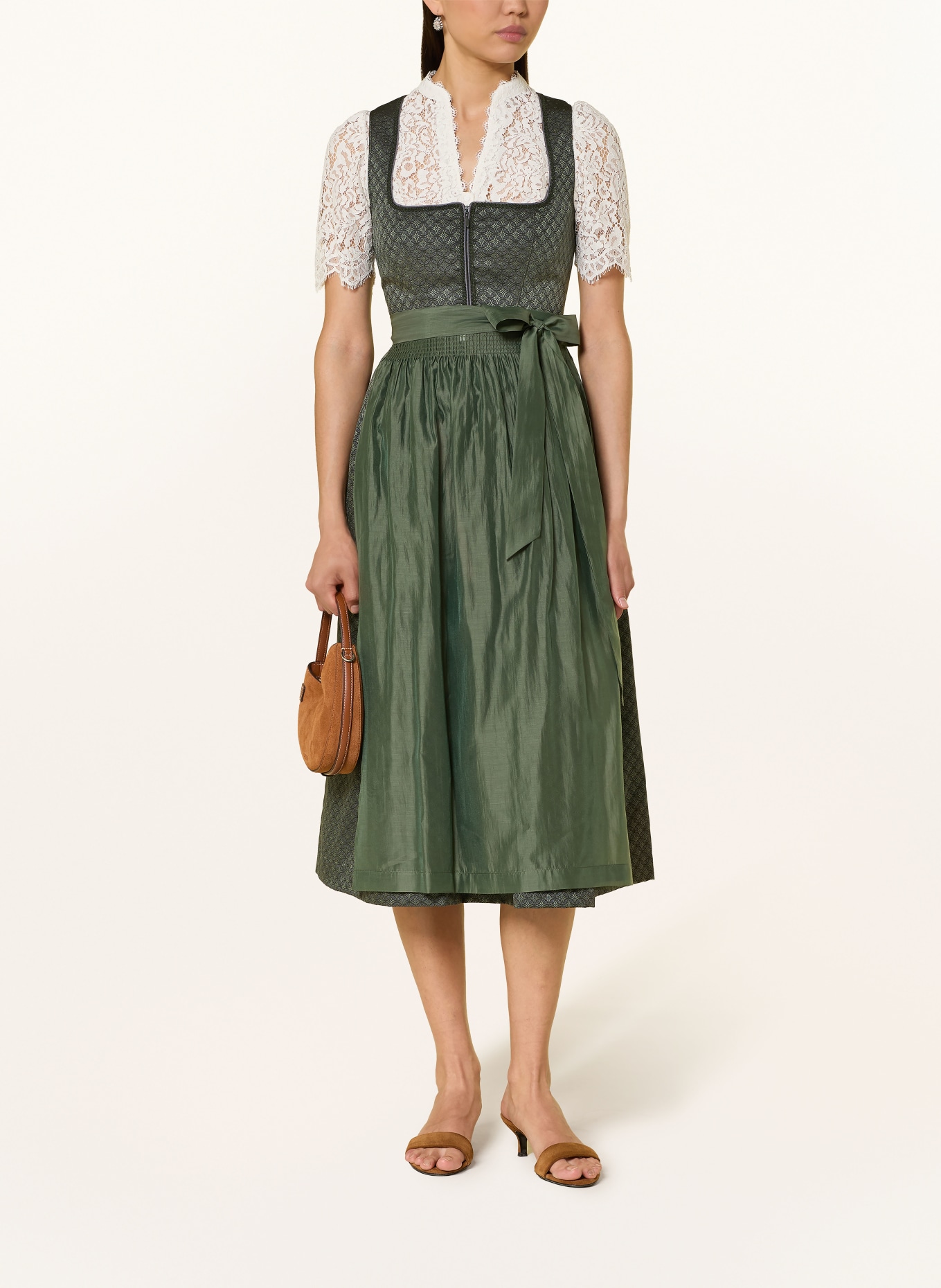 Spieth & Wensky Dirndl HEILBACH: CIEMNOZIELONY / SZARY / ZIELONY