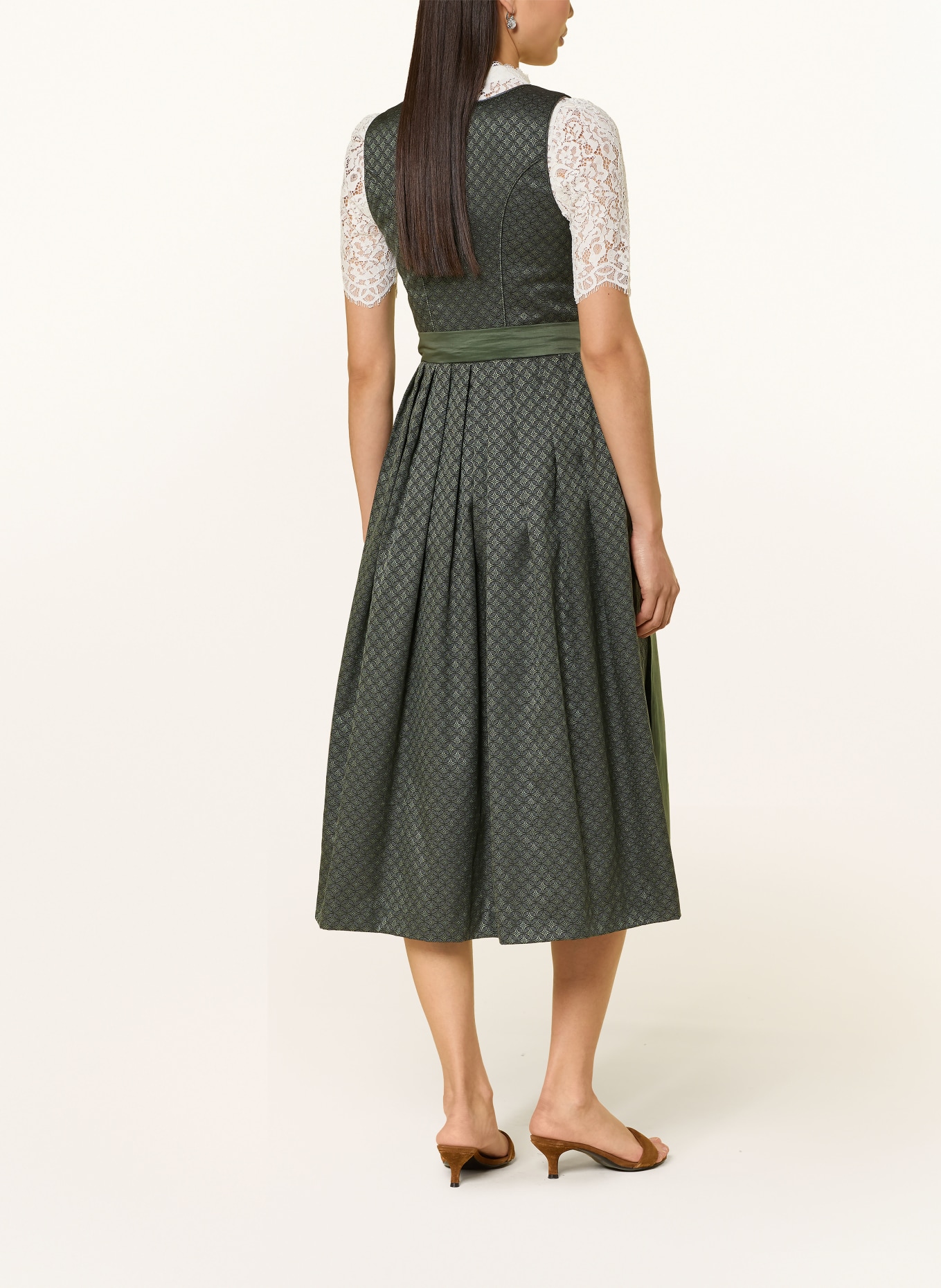 Spieth & Wensky Dirndl HEILBACH: CIEMNOZIELONY / SZARY / ZIELONY