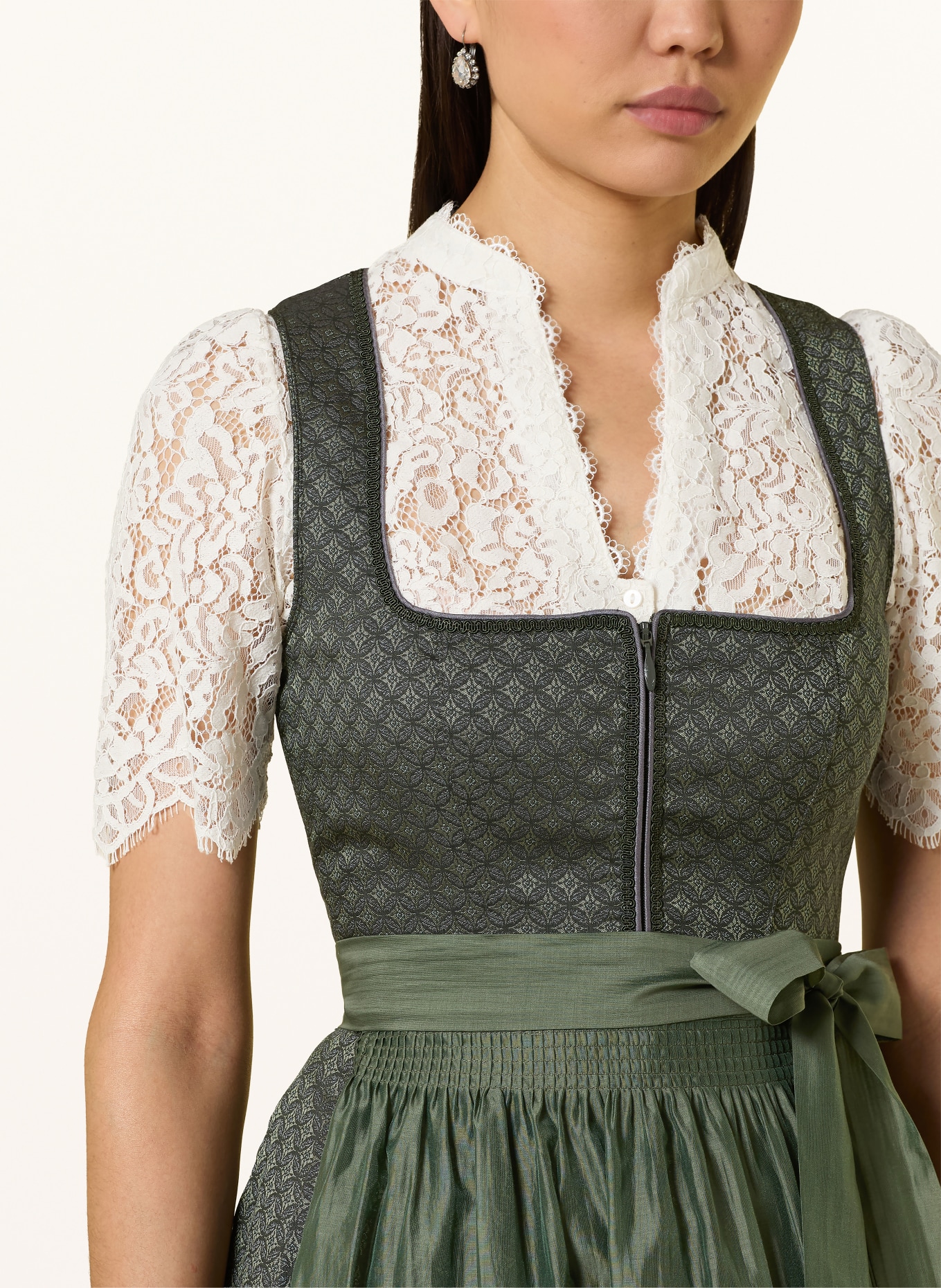 Spieth & Wensky Dirndl HEILBACH: CIEMNOZIELONY / SZARY / ZIELONY