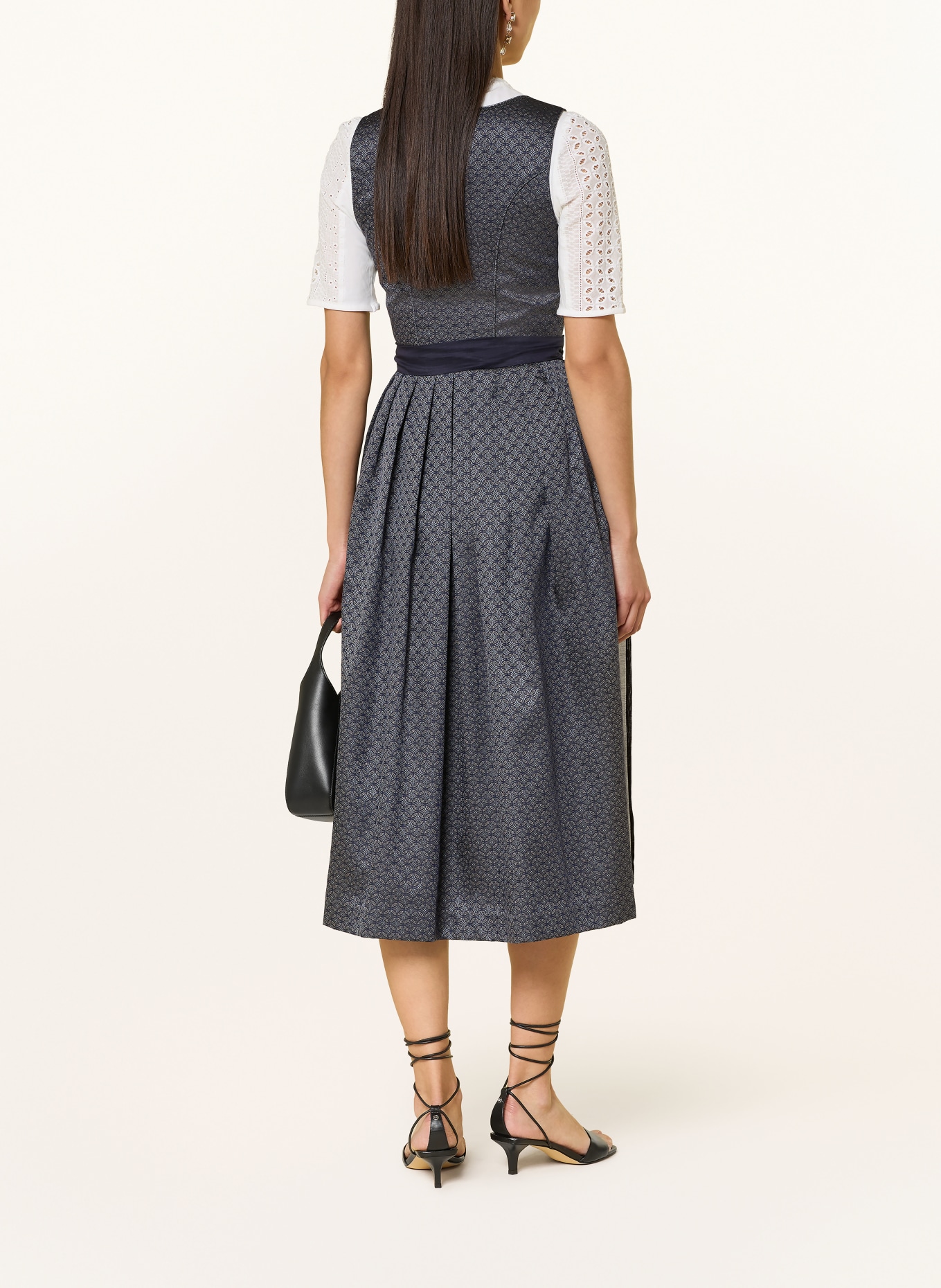 Spieth & Wensky Dirndl HEILBACH: TMAVĚ MODRÁ / ŠEDÁ / MODRÁ