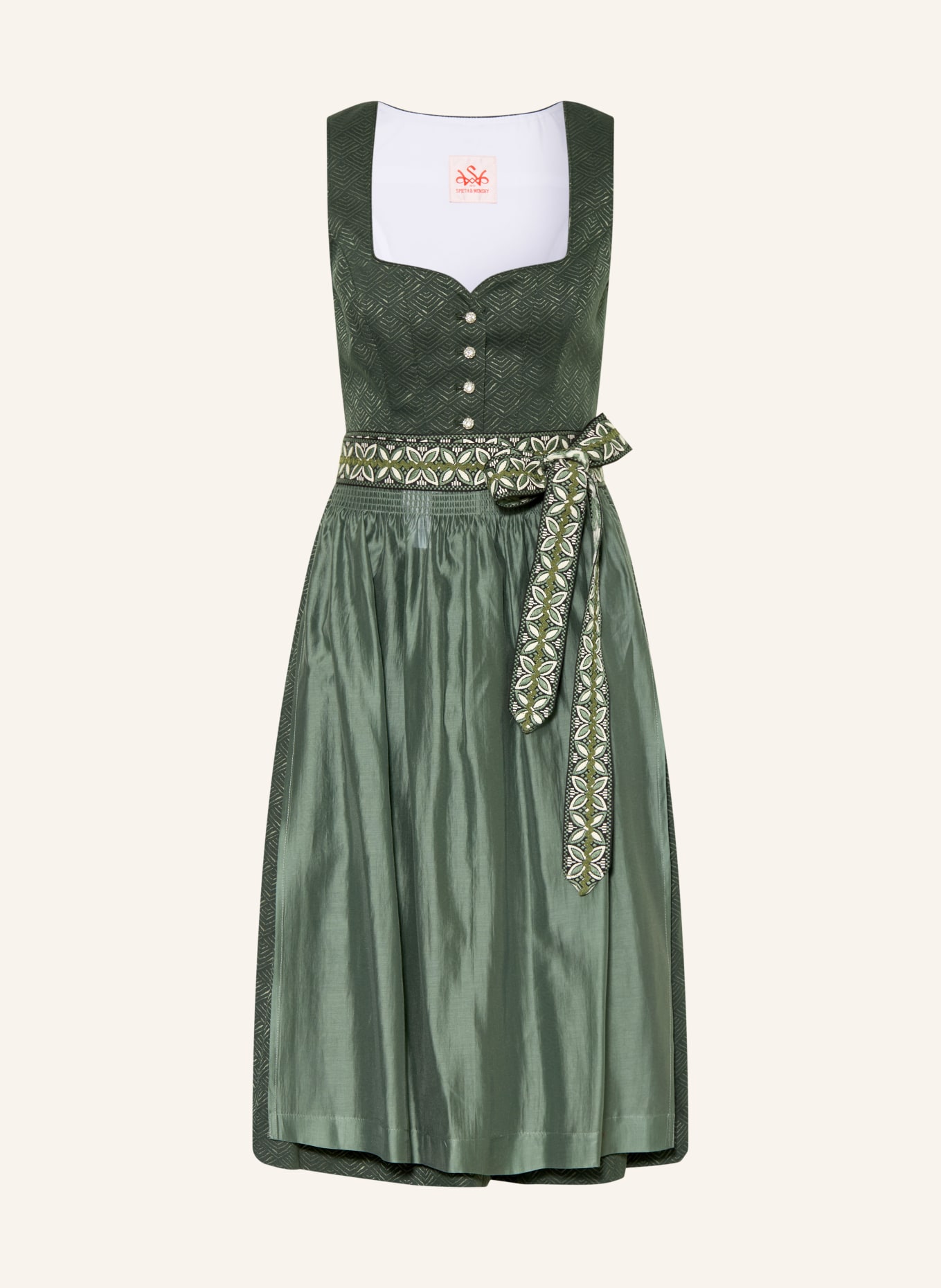 Spieth & Wensky Dirndl HEIDI: CIEMNOZIELONY / JASNOZIELONY