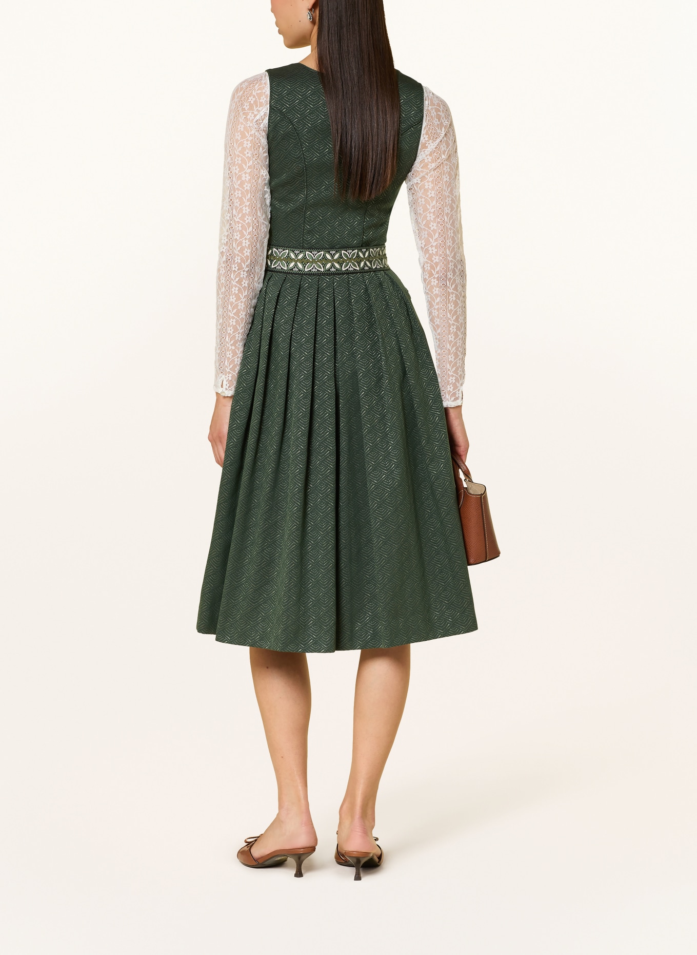 Spieth & Wensky Dirndl HEIDI: CIEMNOZIELONY / JASNOZIELONY