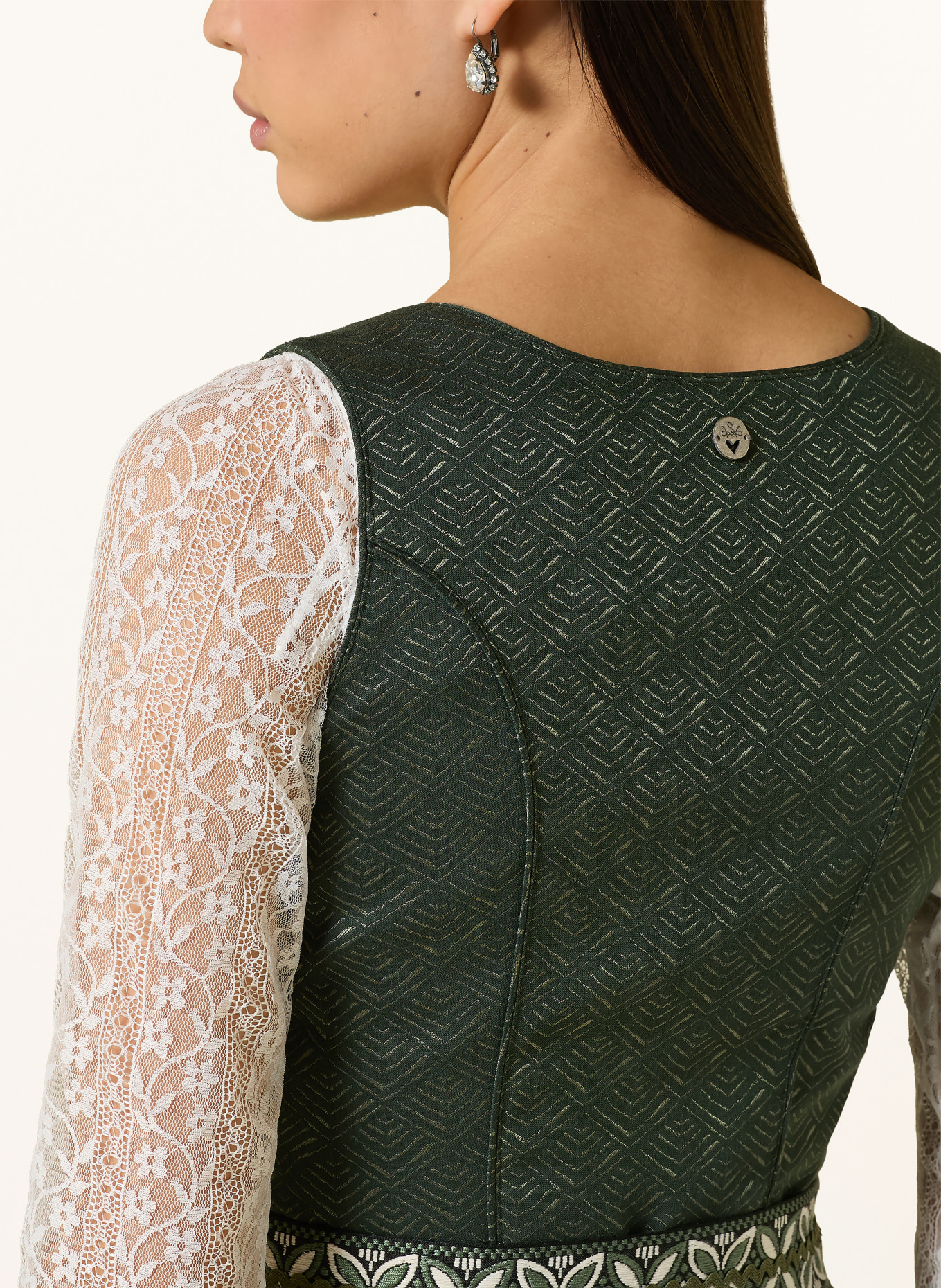 Spieth & Wensky Dirndl HEIDI: CIEMNOZIELONY / JASNOZIELONY