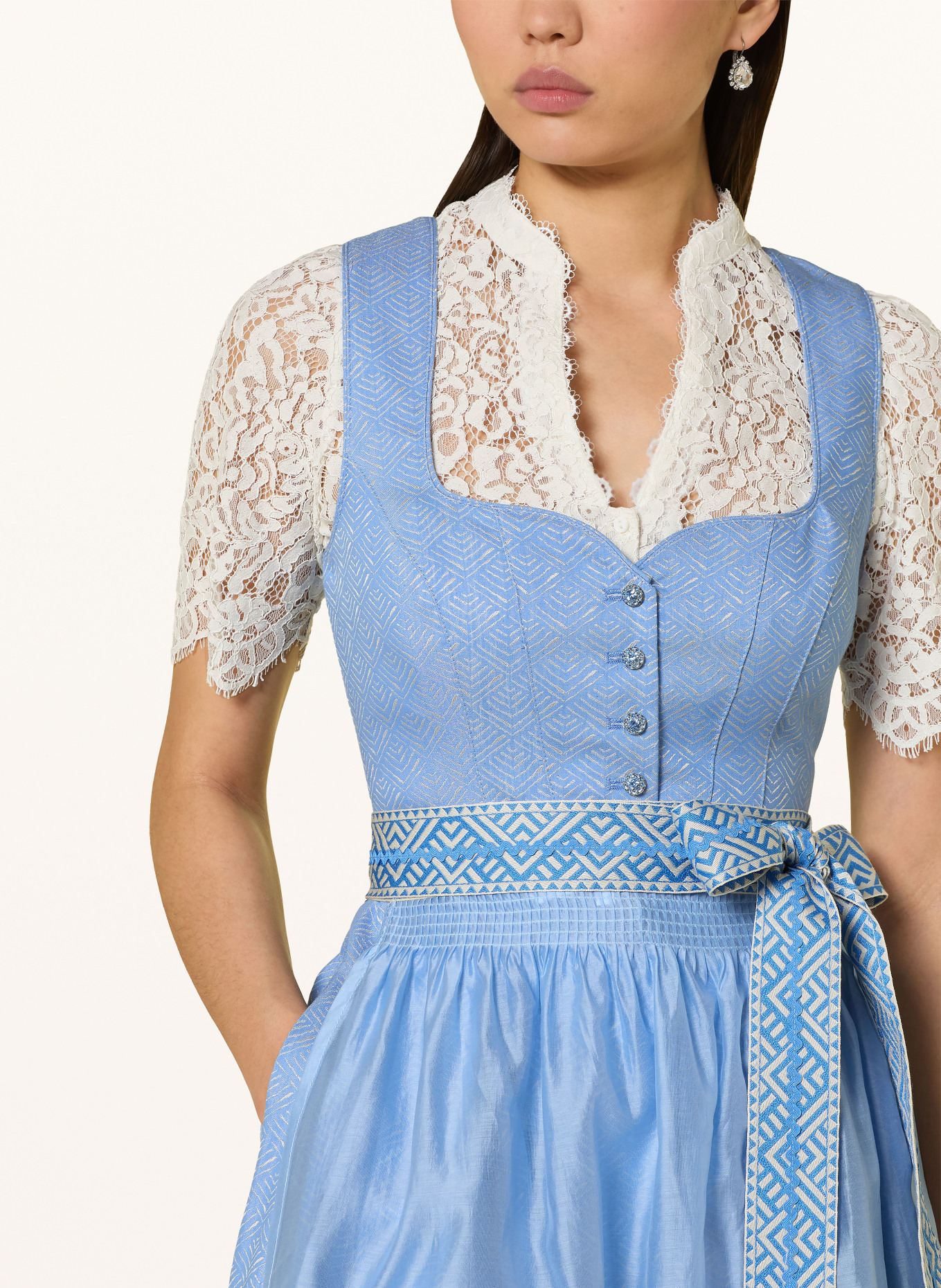 Spieth & Wensky Dirndl HEIDI: NIEBIESKI / BIAŁY