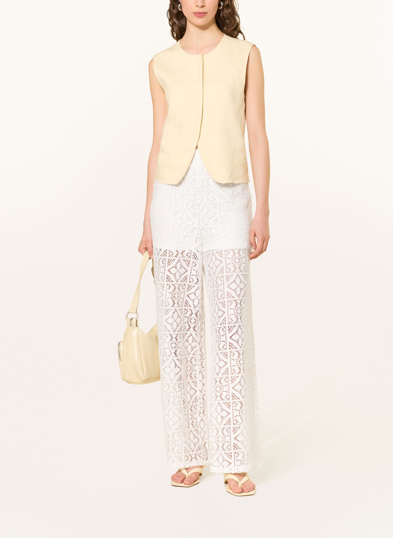 ICHI Marlenehose IHNAIMA aus Spitze: WEISS