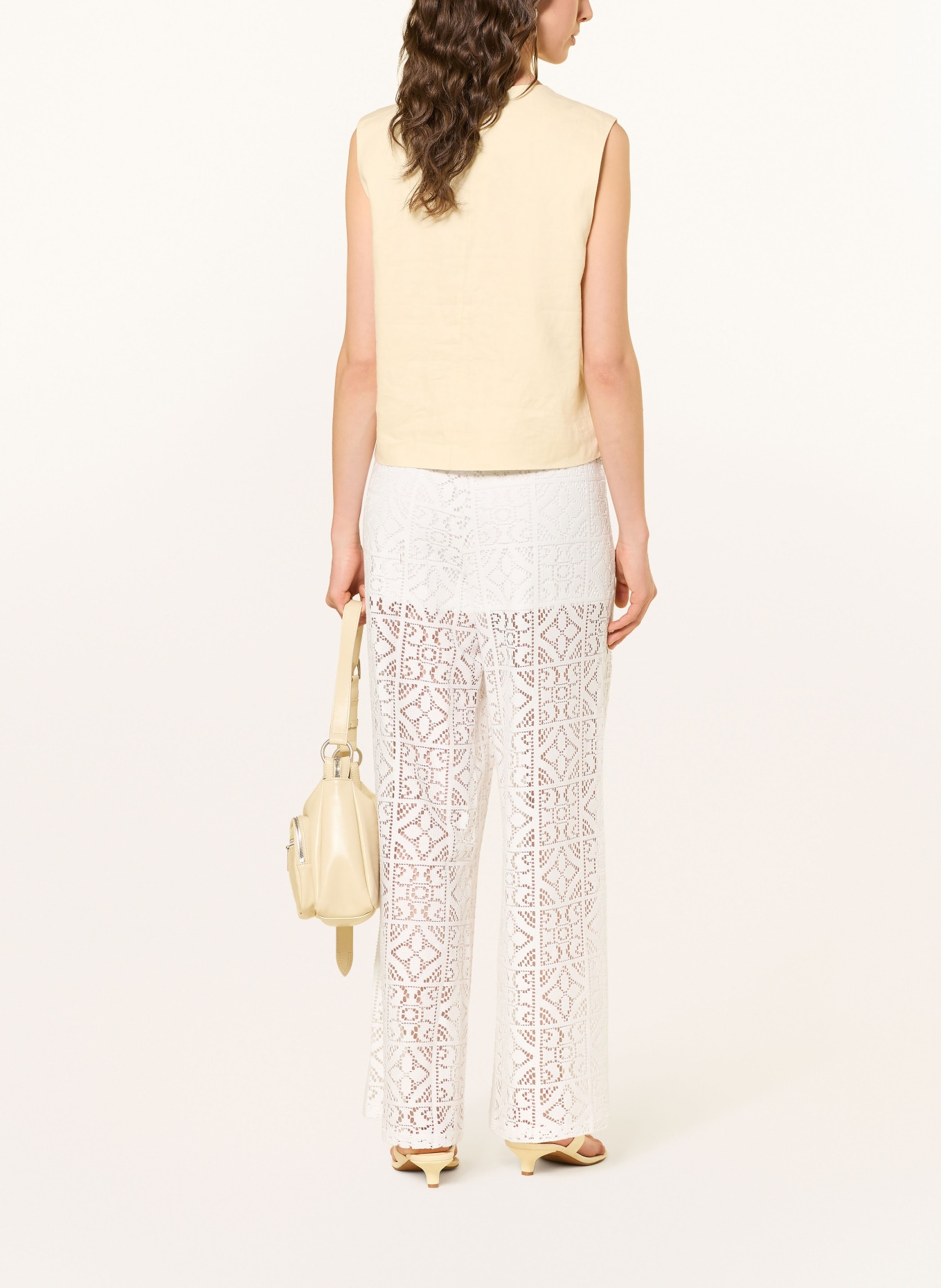 ICHI Marlenehose IHNAIMA aus Spitze: WEISS